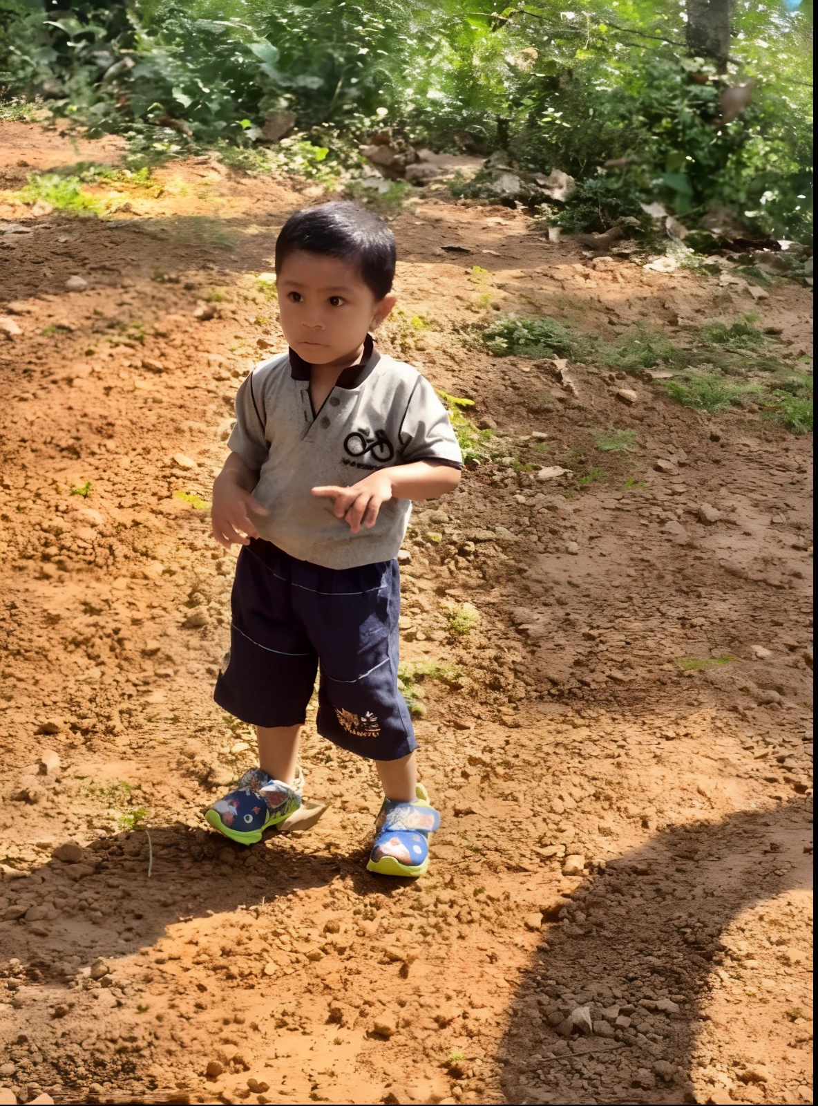 Running compatition with village boy, ground, full, details image