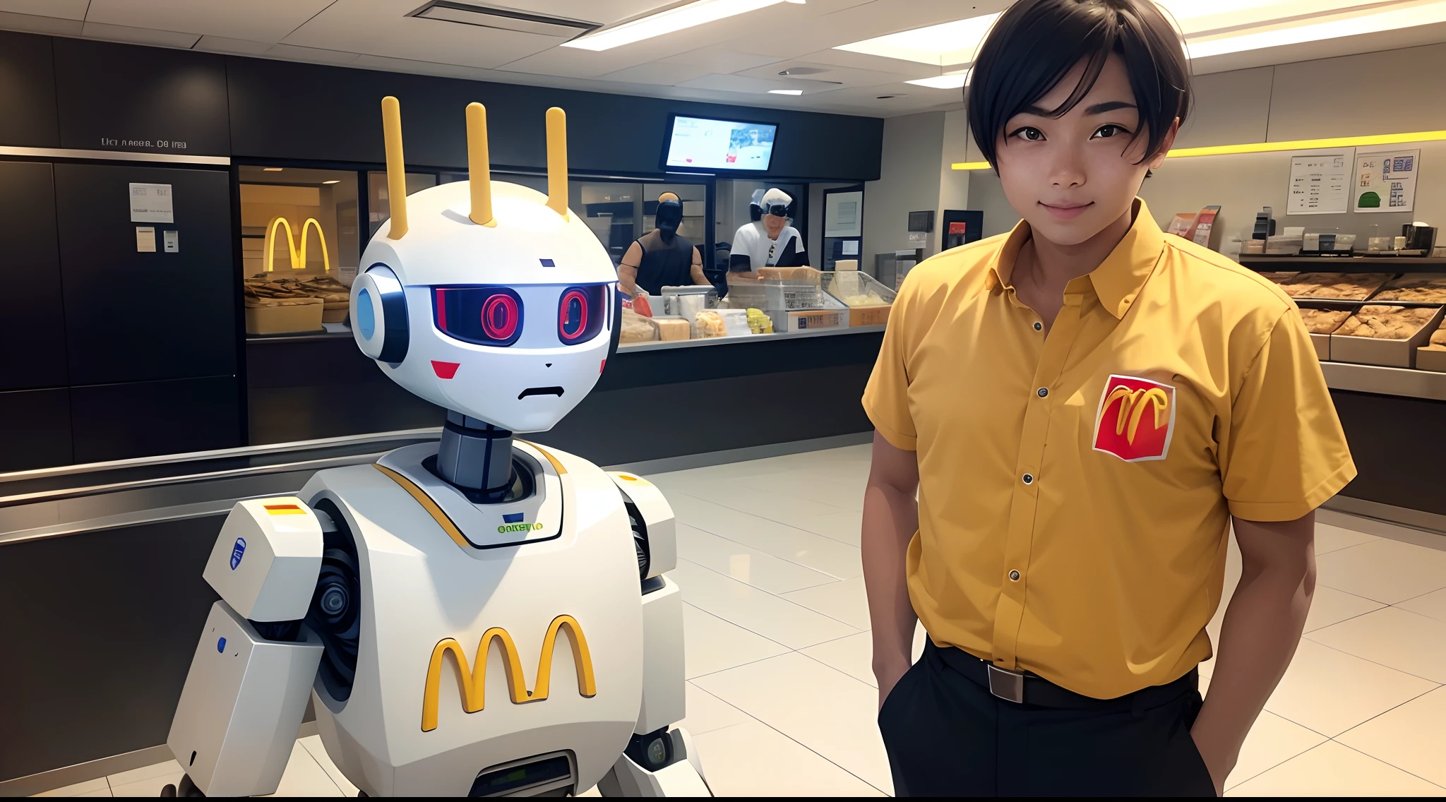 Masterpiece, Best quality, Robot McDonald's employees