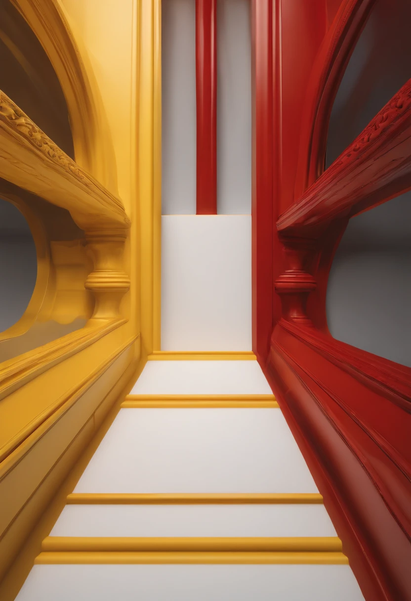 Close up of red and yellow frame with white background, Inspired by the minimalist paintings of Ferdinand Rušcchić, polycount, Color field, squared border, redandyellow, yellow red scheme, gradient red to yellow, some red and yellow, red and grey only, red yellow flag, RGBA color, game overlay, inside stylized border