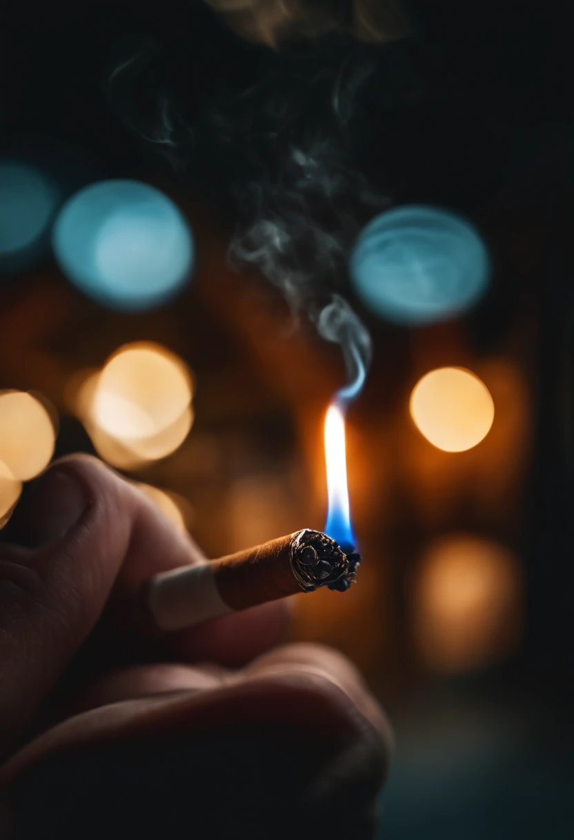 Cigarette and gaslight in hand, realista, 8k, ultra, background picture