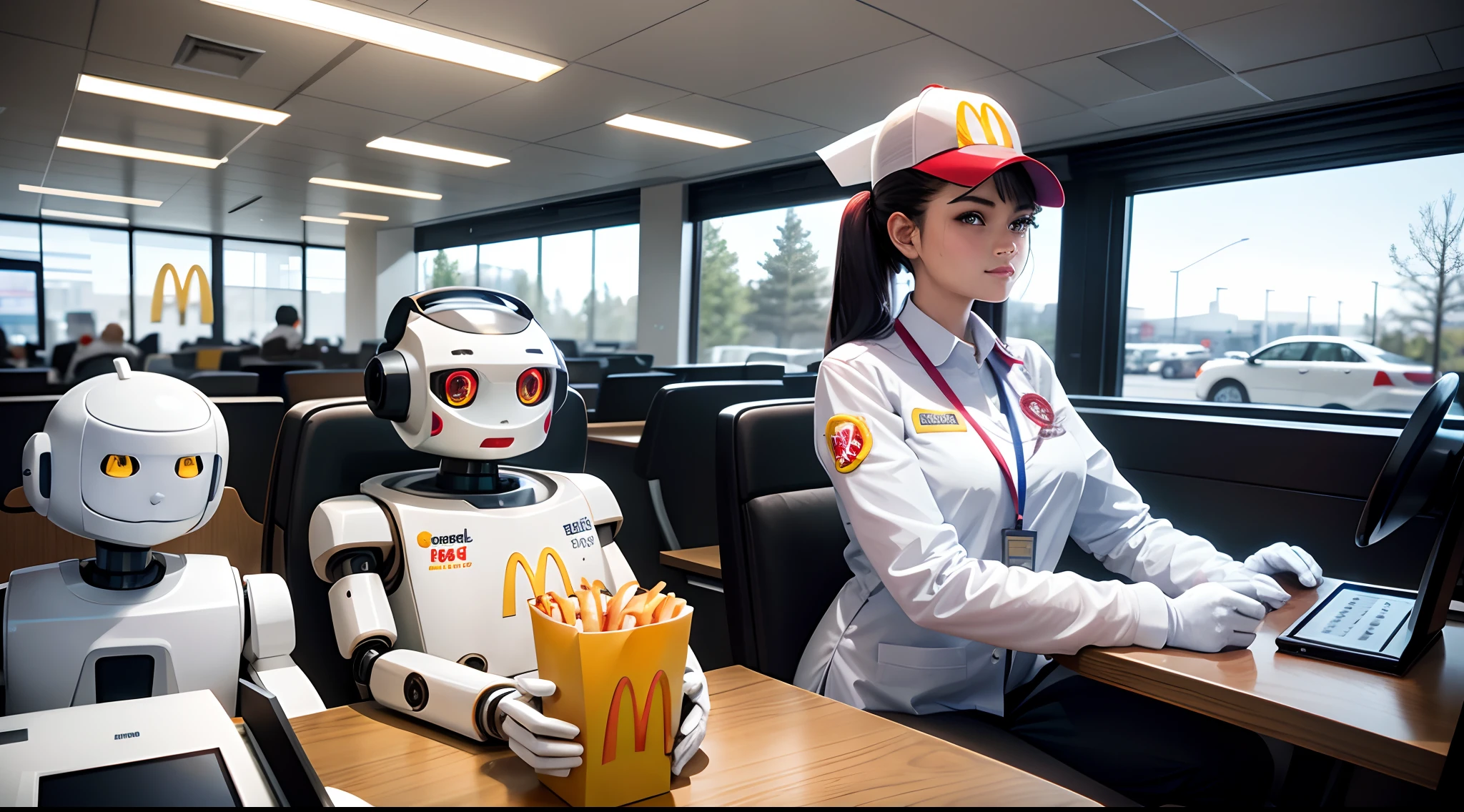 Masterpiece, Best quality, Robot McDonald's employees