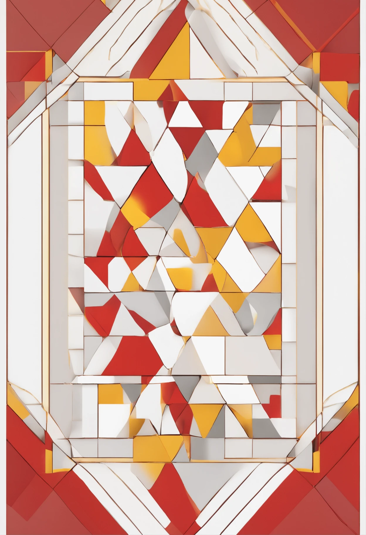 Close up of red and yellow frame with white background, Inspired by the minimalist paintings of Ferdinand Rušcchić, polycount, Color field, squared border, redandyellow, yellow red scheme, gradient red to yellow, some red and yellow, red and grey only, red yellow flag, RGBA color, game overlay, inside stylized border