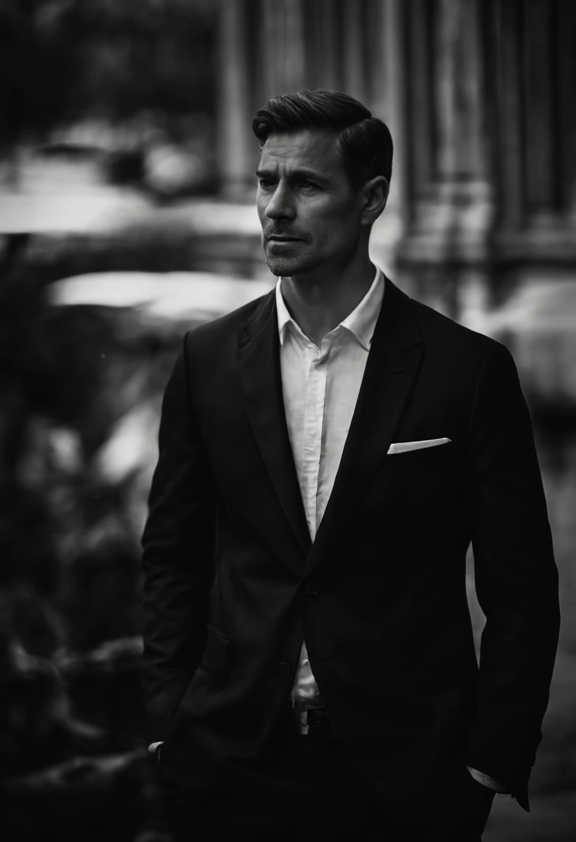 black andwhite,Man in a suit,Hat