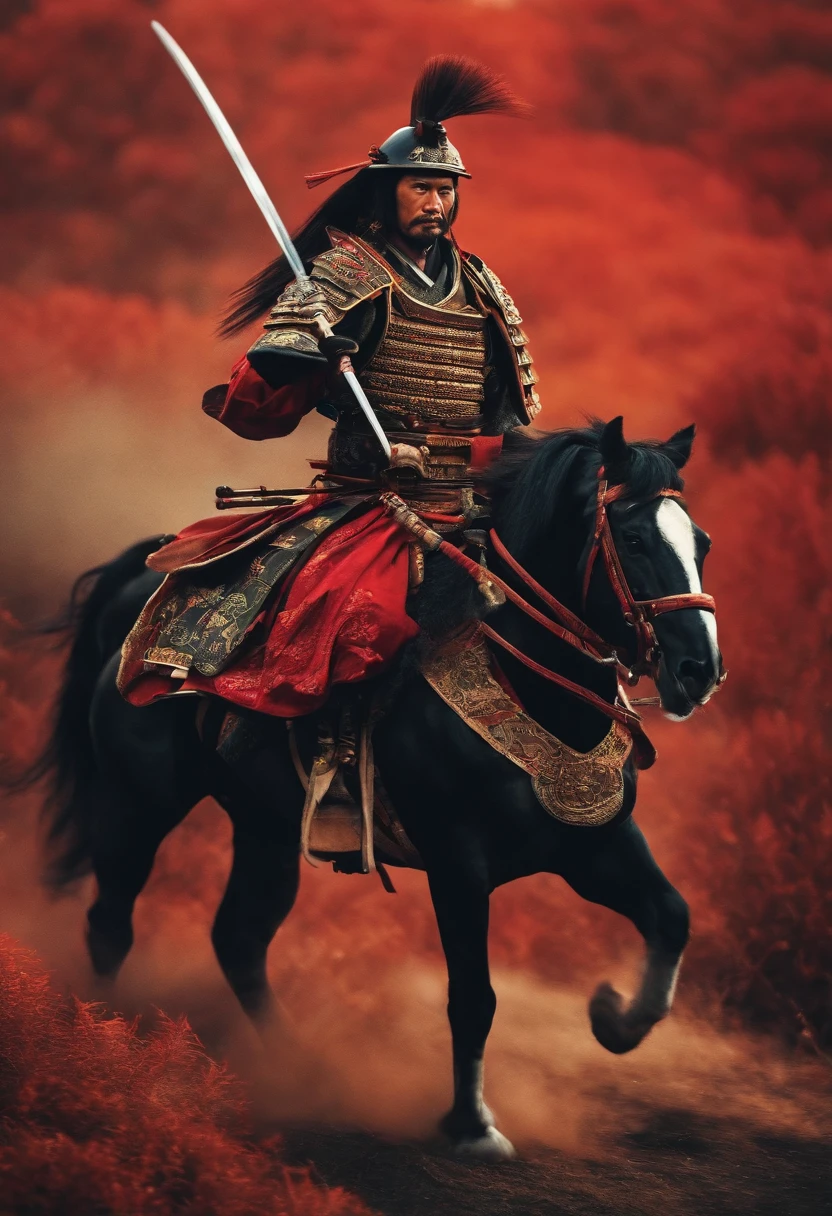 samurai escrevendo, retro cberpunk design