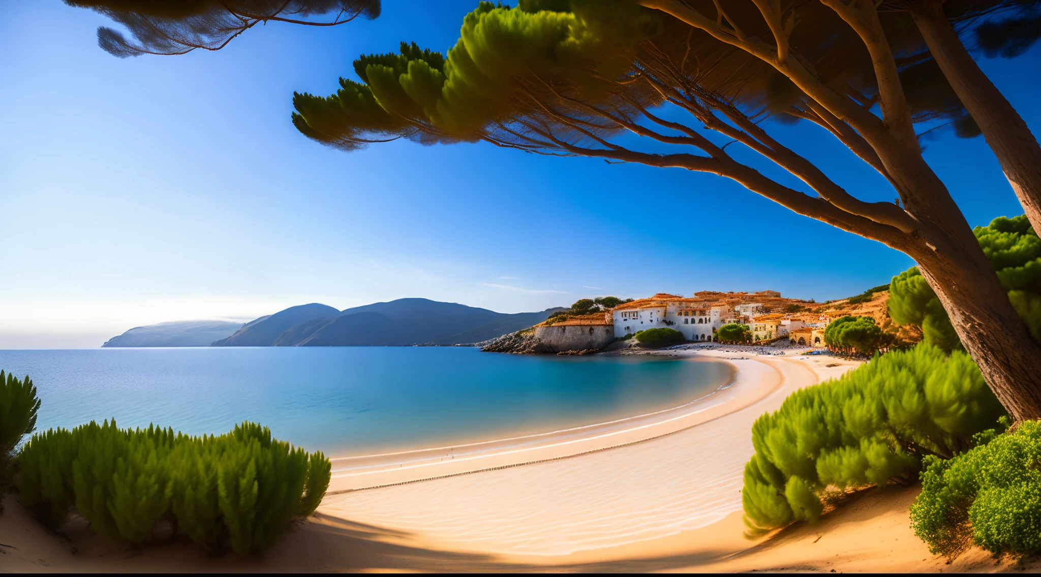 imagem cortunesco, Wonderful beach with trees around.