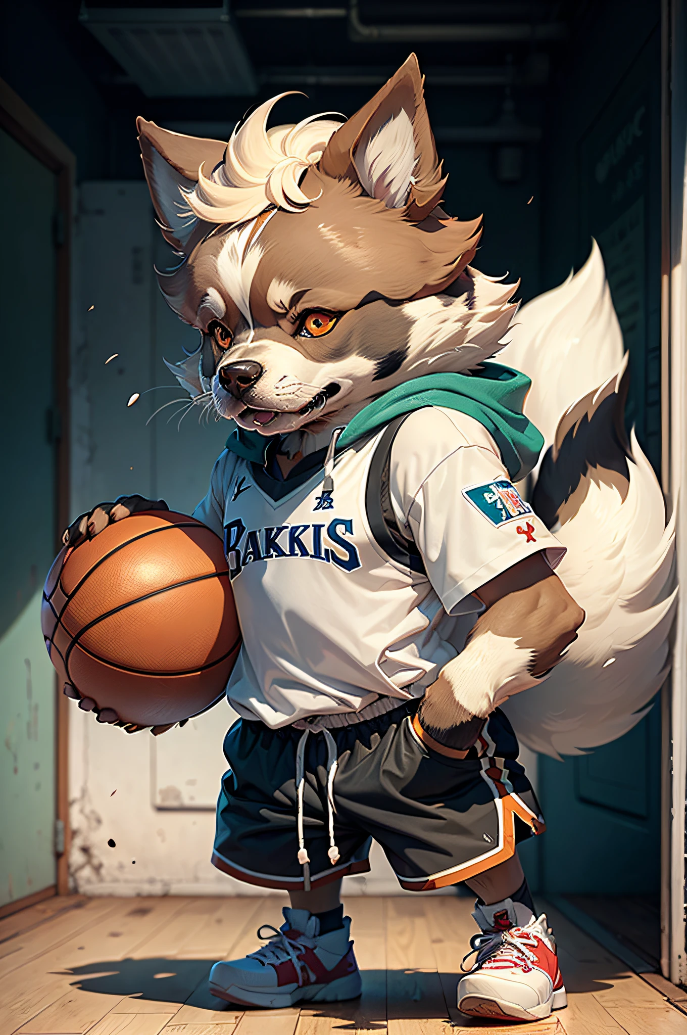 C4tt4stic, Basketball player uniform cartoon Akita dog