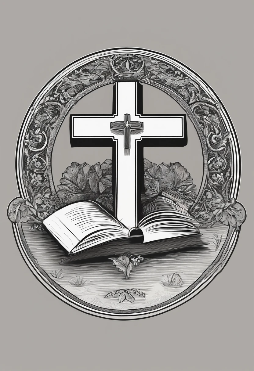 a drawing of a circle with a hand holding a book and a cross, patch design, Emblem of Wisdom, shoulder patch design, badge, grainy photo, icon, symbol, Safe for Work, illustrated logo, Symbols, exploitable image , drawn image, medical drawing, Health, inspired by Jan Karpíšek, Insibidi Symbols. Top quality, attractive colors, 3d animation, cartoon, logo.