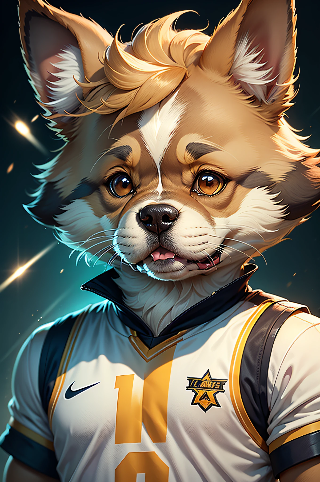 C4tt4stic, Cartoon Shepherd Dog on Basketball Player Uniform