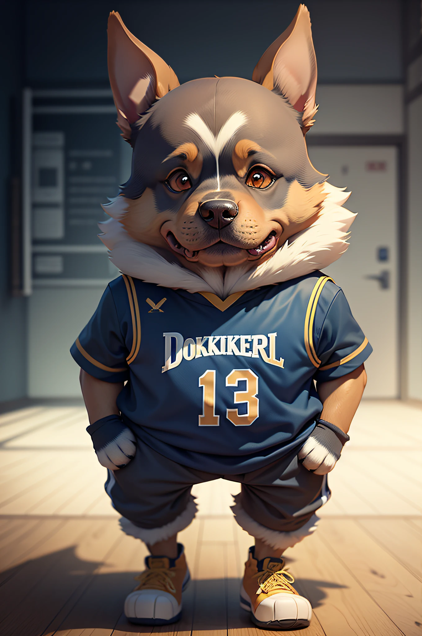 C4tt4stic, Cartoon of basketball player uniform、Dog breed Afghan Hound(Body hair is long、Light brown color)