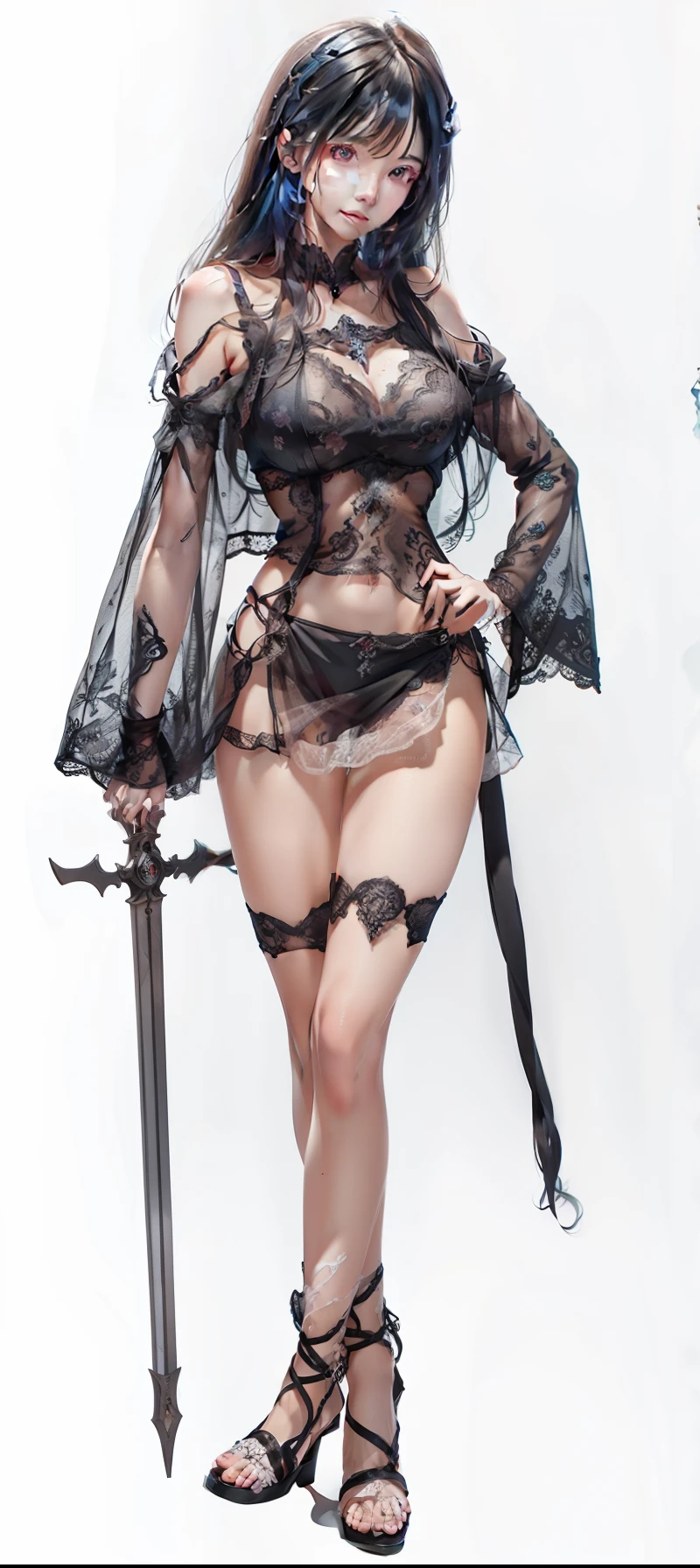 (Long red hair), ((Above the shoulder,facial closeups)), Bigboobs, looking at viewert, maid costume, Rem from:Zero brown hair, surrealism, Ghibli-like colors, Ghibli-like colors, anime big breast, Standing painting, angle of view, foreshortening, foreshortening, 8K, Super detail,Women have full breasts and blue hair,hentail realism, shadowing,,character sheets, reference sheet, Standing painting, 8K, Super detail, 1080p, Women's HD,femele, 16k, A high resolution, Best quality, High quality, Anatomically correct, Masterpiece, ccurate, hyper HD,As graceful as a swan,unreal-engine, Ghibli-like colors, anime big breast, Standing painting, angle of view,battle armor,ssee-through,Lace skirt