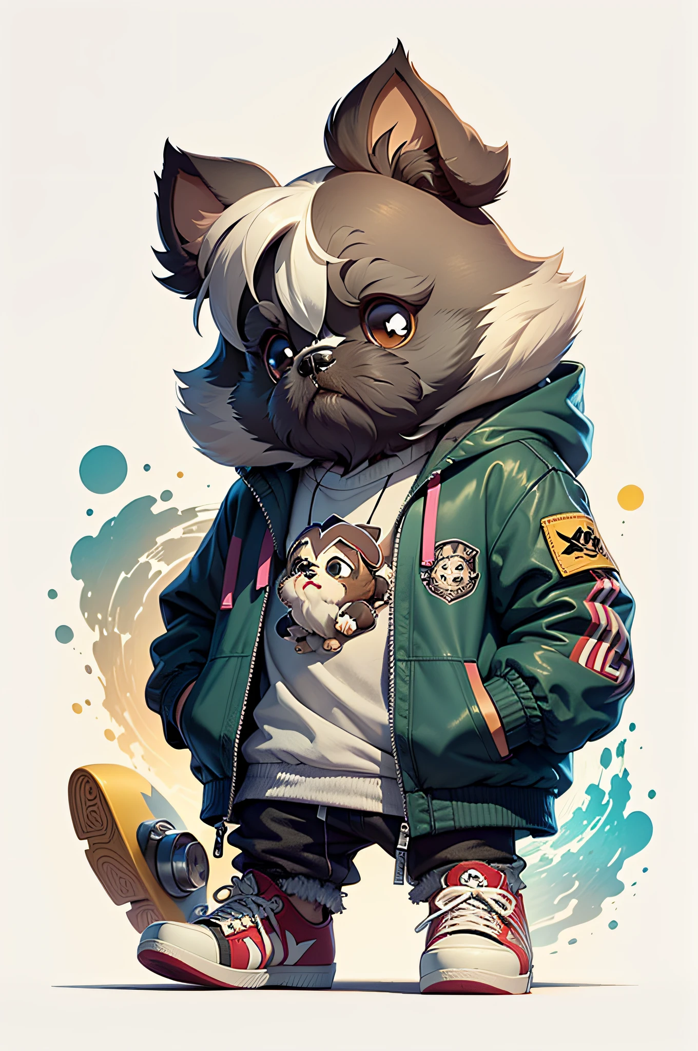 C4tt4stic, Cartoon Shih Tzu with jacket and skateboard