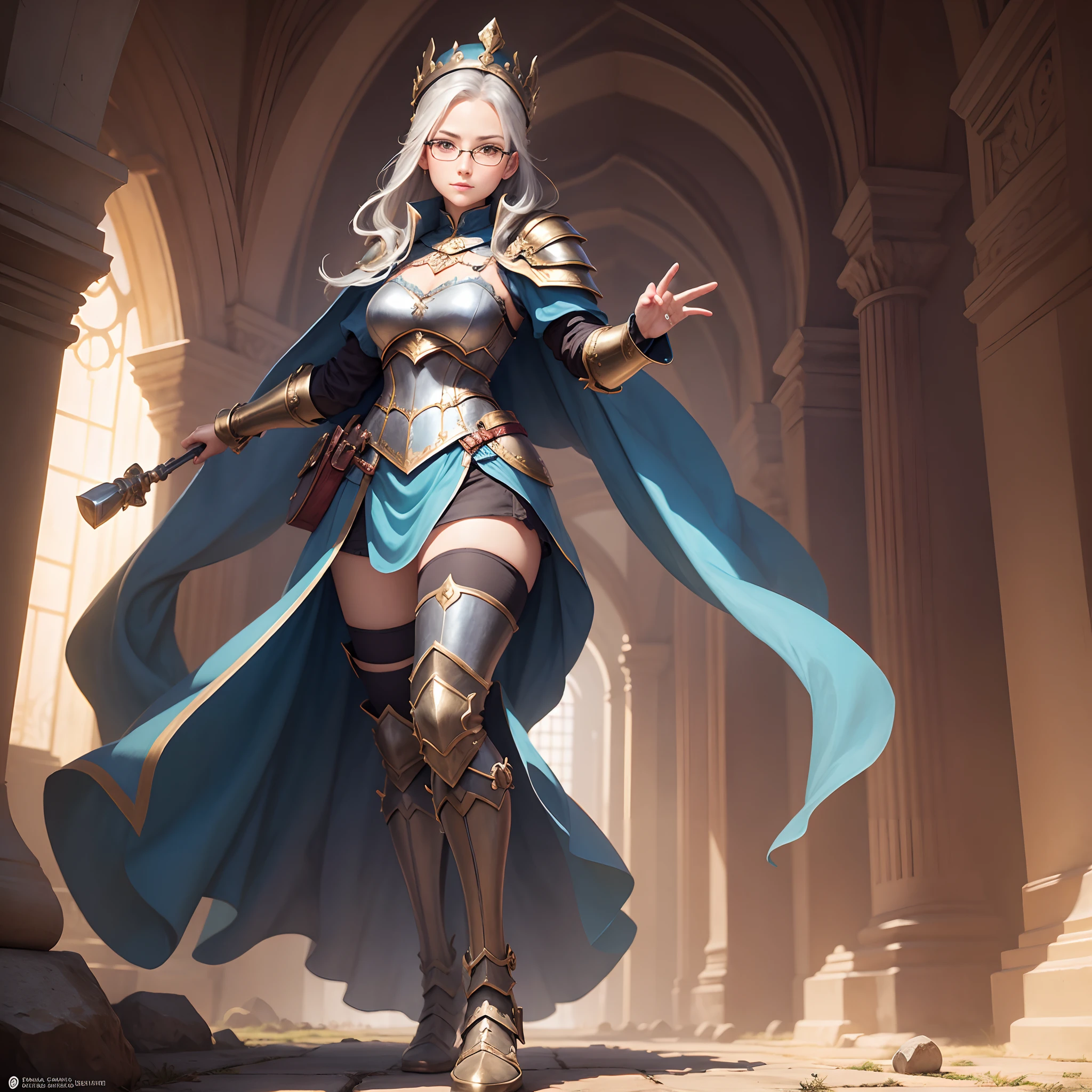 Design a layout showcase Gaming character, a Elf Knight. Golden+Purle clothes, stylish and unique. Detailed magic bow. (masterpiece:1.2), (best quality), 4k, ultra-detailed, (dynamic composition: 1.4), Step by step design, layout art,(luminous lighting, atmospheric lighting), Final Fantasy style, magical, ((glove full hands)), fran, viera, helmet, revealing clothes, vambraces, armored legwear, high heels