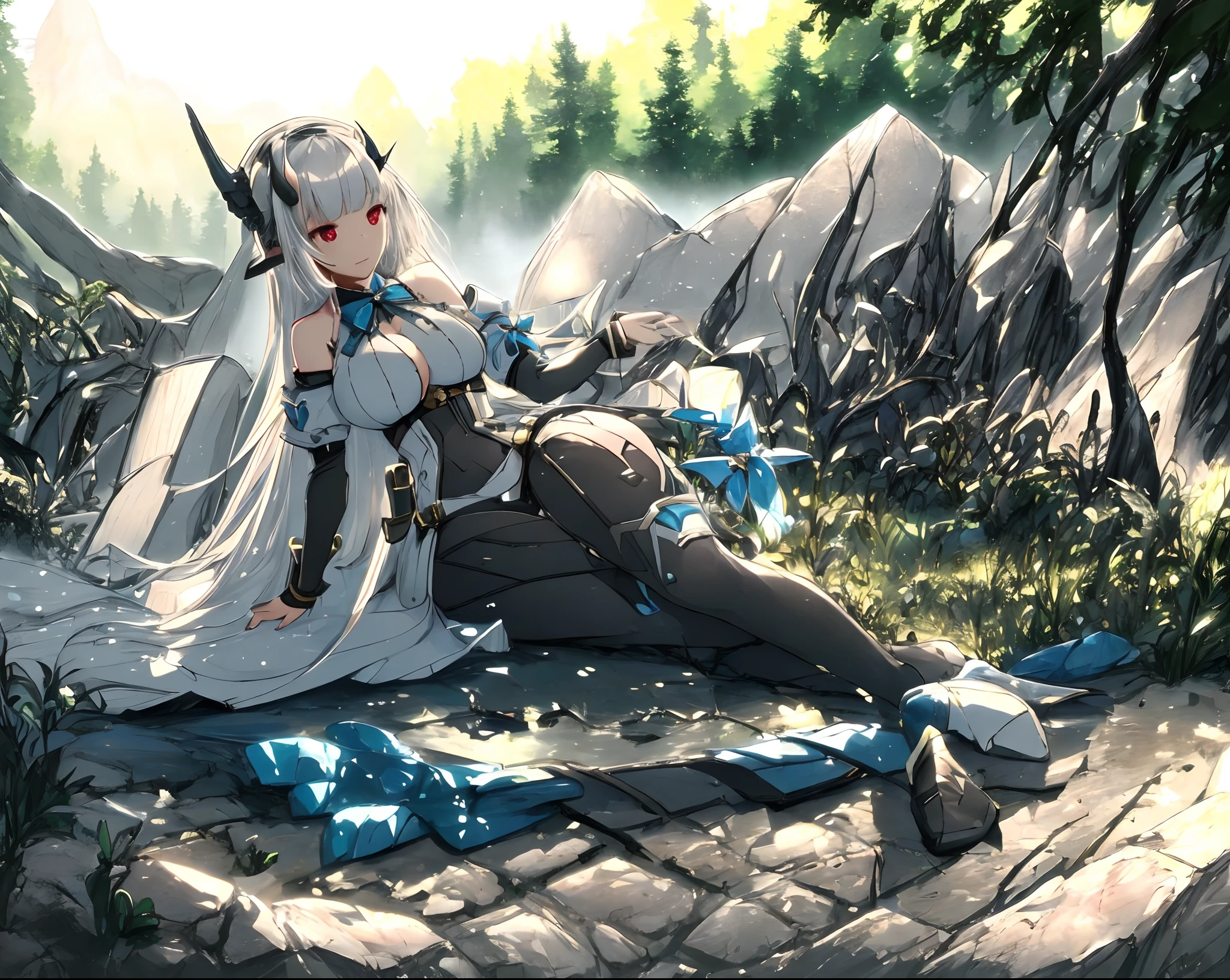 e7 Yufine, at the forest, dynamic angle, (masterpiece), best quality, highres, 4k, 8k, Detailed Illustration, intricate detail, cinematic lighting, amazing quality, amazing shading, soft lighting