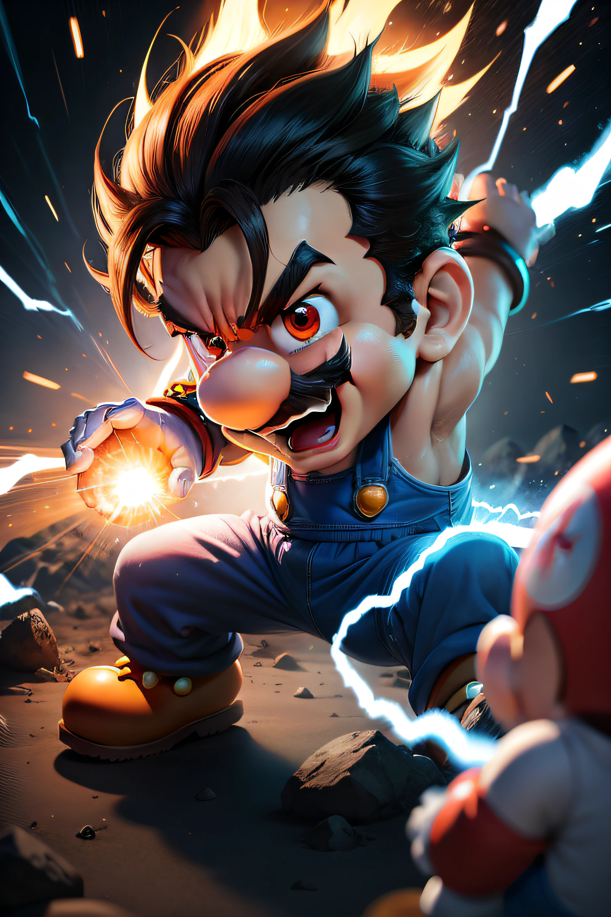 Mario soltando um kamehameha