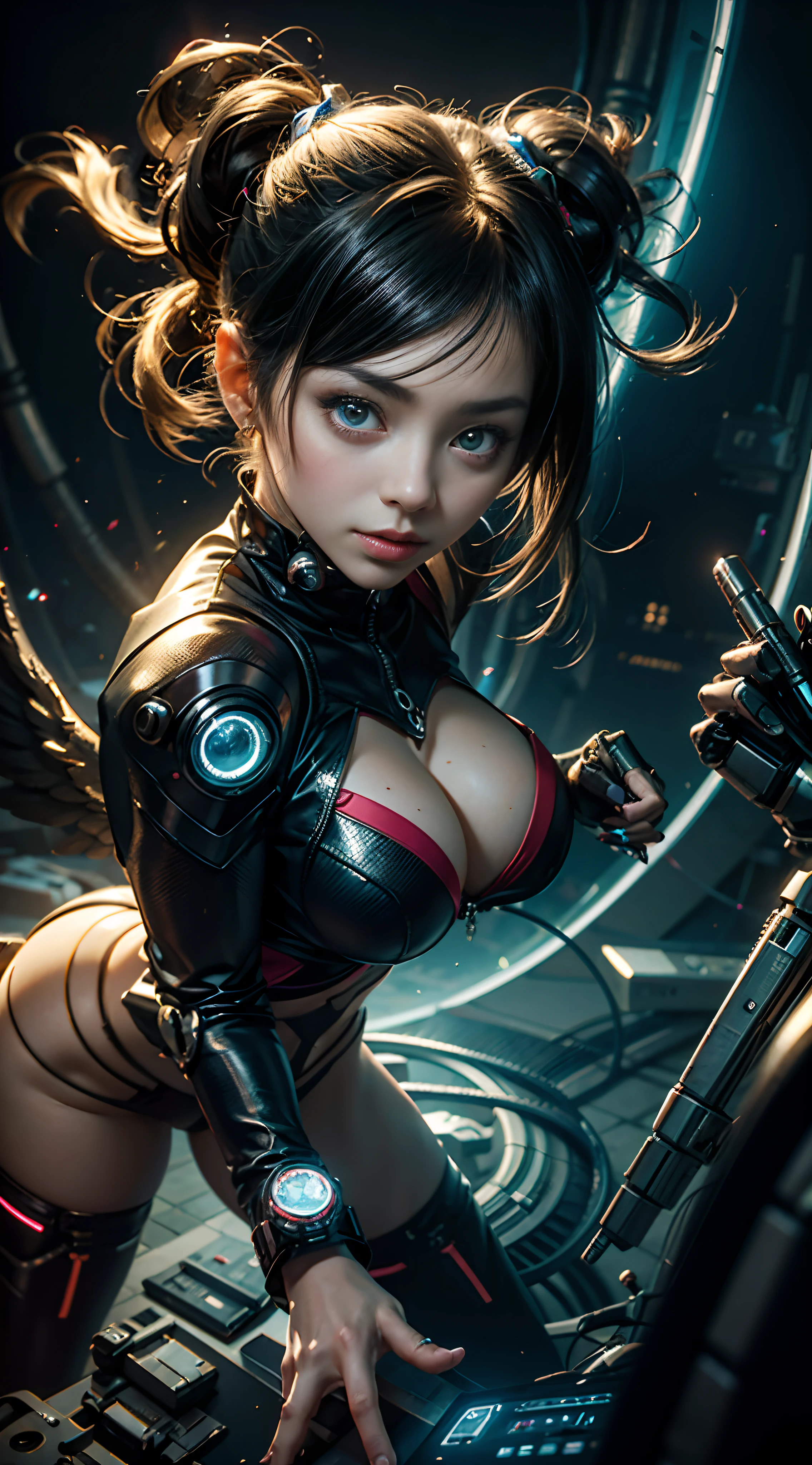 anime, Ciber, garota, Asas, Cyber menina, Cyber menina, Cyber menina, Cyber menina, Ciber, arte Ciberpunk inspirada em Marek Okon, Vencedor do concurso CGSetline, arte de fantasia, menina bonita do anjo do ciborgue, futuristic robot angel, arte digital do anime Ciberpunk, Arte digital altamente detalhada em 4k, vespa ciborgue Ciberpunk, Arte digital detalhada em 4k, Tron Anjo