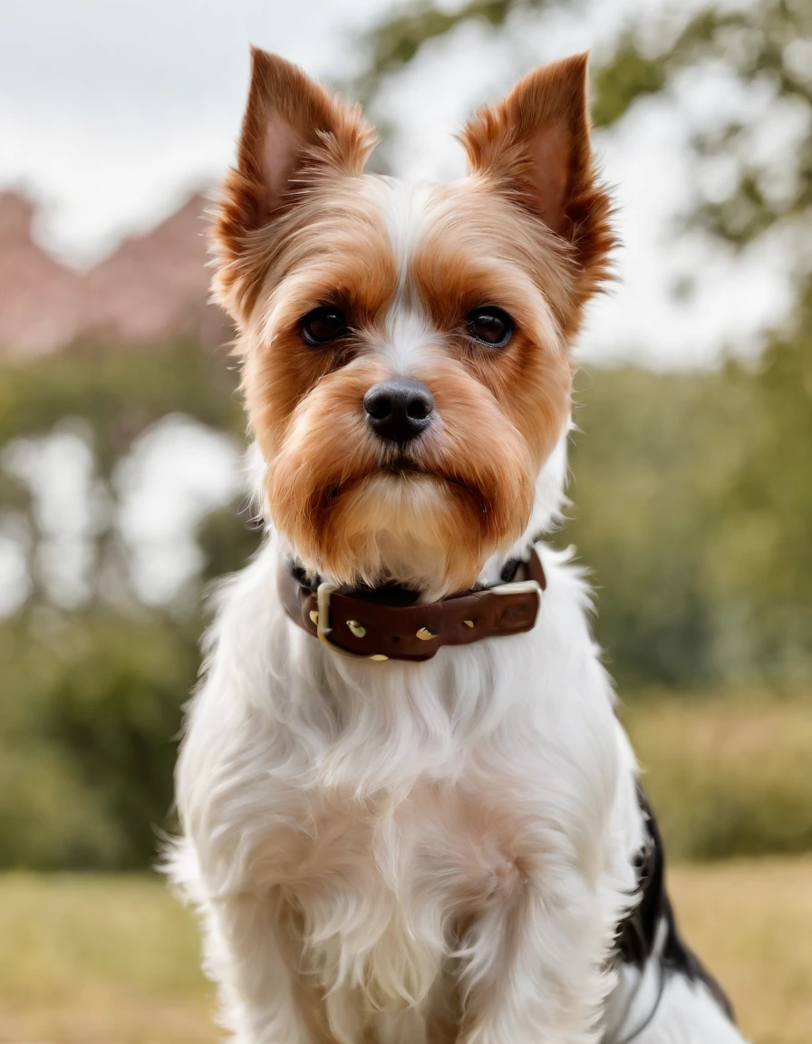 Cao Biewer terrier, best quality, master part, ultra detalhado, cowboy shot, Flowing, 3DMM, ink sketch, tinta colorida, Ink Rendering, Papel para arroz, 1cao da raca Biewer terrier, belos pelos dourados detalhados, (penteado alternativo), cabelos ultra detalhados, (gracioso), (encantador), (delicado), (Bonito), (fofo), Roupas chinesas, radiante, caractere no centro do quadro, Rhythm, fantasia, Olhando para o Viewer,