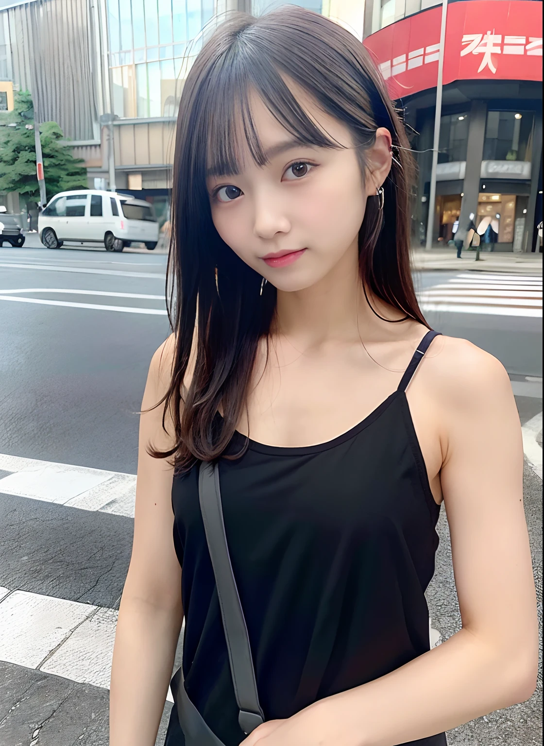 Woman,no-makeup,student clothes,Y shirt.Hair is wet,In front of Shibuya Station,Twin-tailed,closing eye,Paisla,Shoulder bag,Slightly transparent black camisole,エロ,Duan,a bed,Masturbation,Iki face