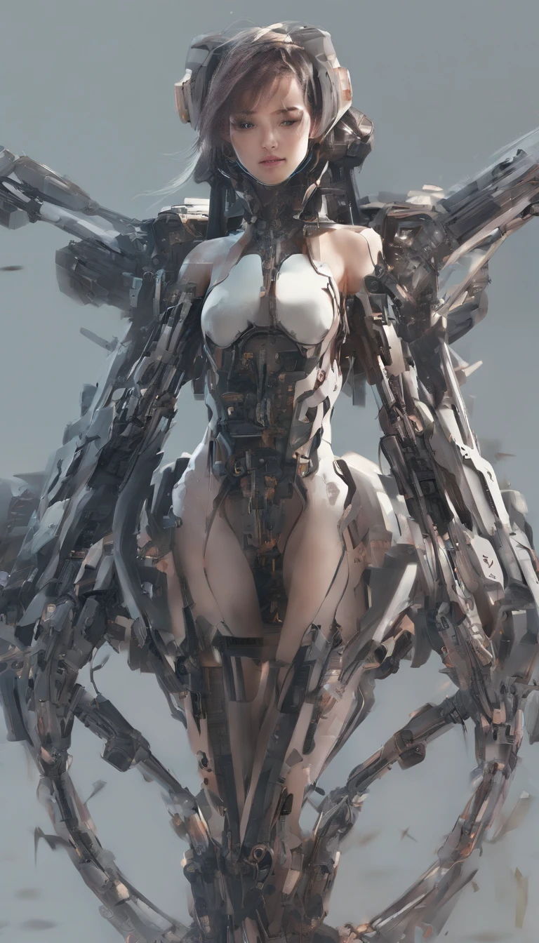 Ultra photo realsisim,Hyper-detailing,machine girl,Mechanical body,Mechanical joints,sci-fy,highly detailed surreal vfx,Smudge,Faraway view,super-fine,ultra - detailed,high qulity,8K ,oc rendered,dynamic viewing angle