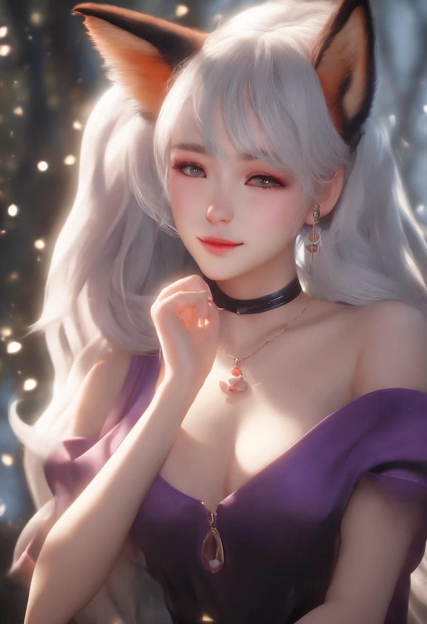 1 Girl, Medium Tits, Starry Eyes, (8k, RAW Photo, High Sensitivity, Best Quality, Masterpiece, Ultra High Resolution, Realism: 1.25), Blush, (Very Detailed CG Unity 8k Wallpaper, Best Quality, High Resolution: 1.2), (ultra_detailed, UHD: 1.2), Perfect Lighting, Unique, (1 Girl: 1.4), (Pretty Girl: 1.2), Unreal Engine, Side Light, White Hair, Fox Ears, Purple Eyes, Perfect Face, Detailed Face, Perfect Body, Beautiful Eyes, Beautiful Face, (Bright Skin: 1.4), Idol, (Full Body), Red T-shirt, Transparent,