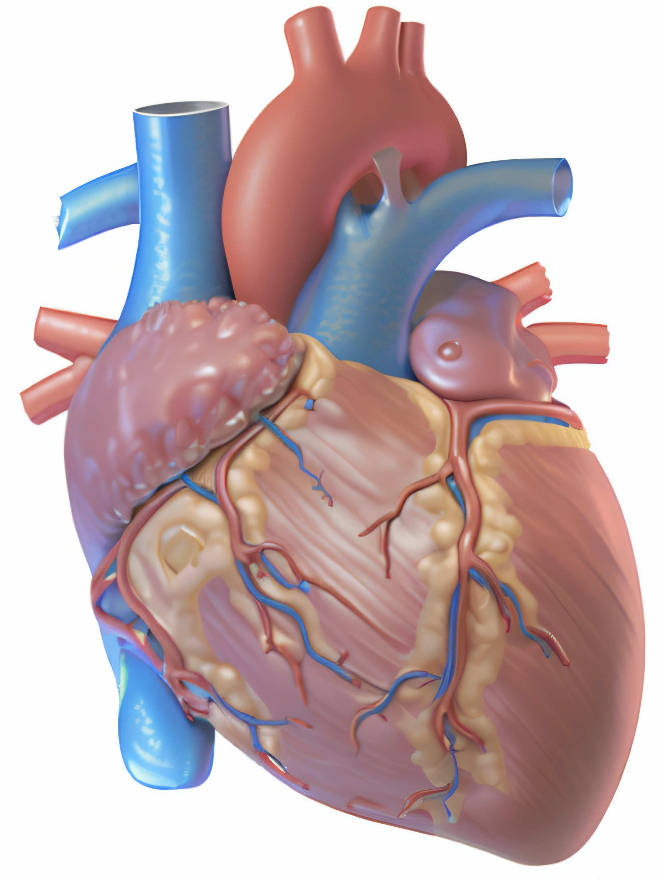 a close up of a model of a human heart with a ventilator, 3d model of a human heart, human heart, cardiac anatomy, aorta, anatomically correct heart, ventricles and aorta, anatomical heart, real heart, medical illustration, medical depiction, interventricular foramen, (heart), a hyper realistic, heart, hd illustration