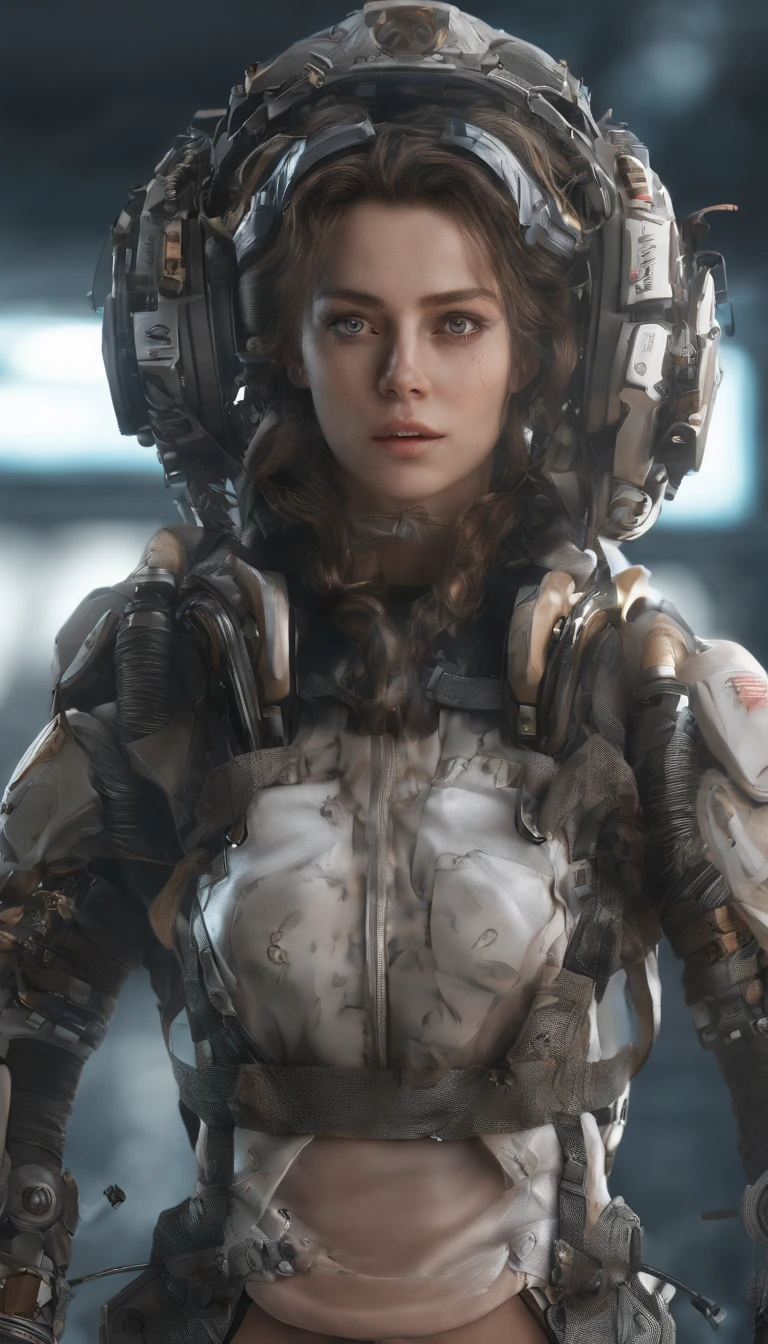 simplebackground,Ultra photo realsisim,Hyper-detailing,machine girl,Mechanical body,Mechanical joints,sci-fy,Full body like,highly detailed surreal vfx,Smudge,Faraway view,super-fine,ultra - detailed,high qulity,8K ,oc rendered,dynamic viewing angle
