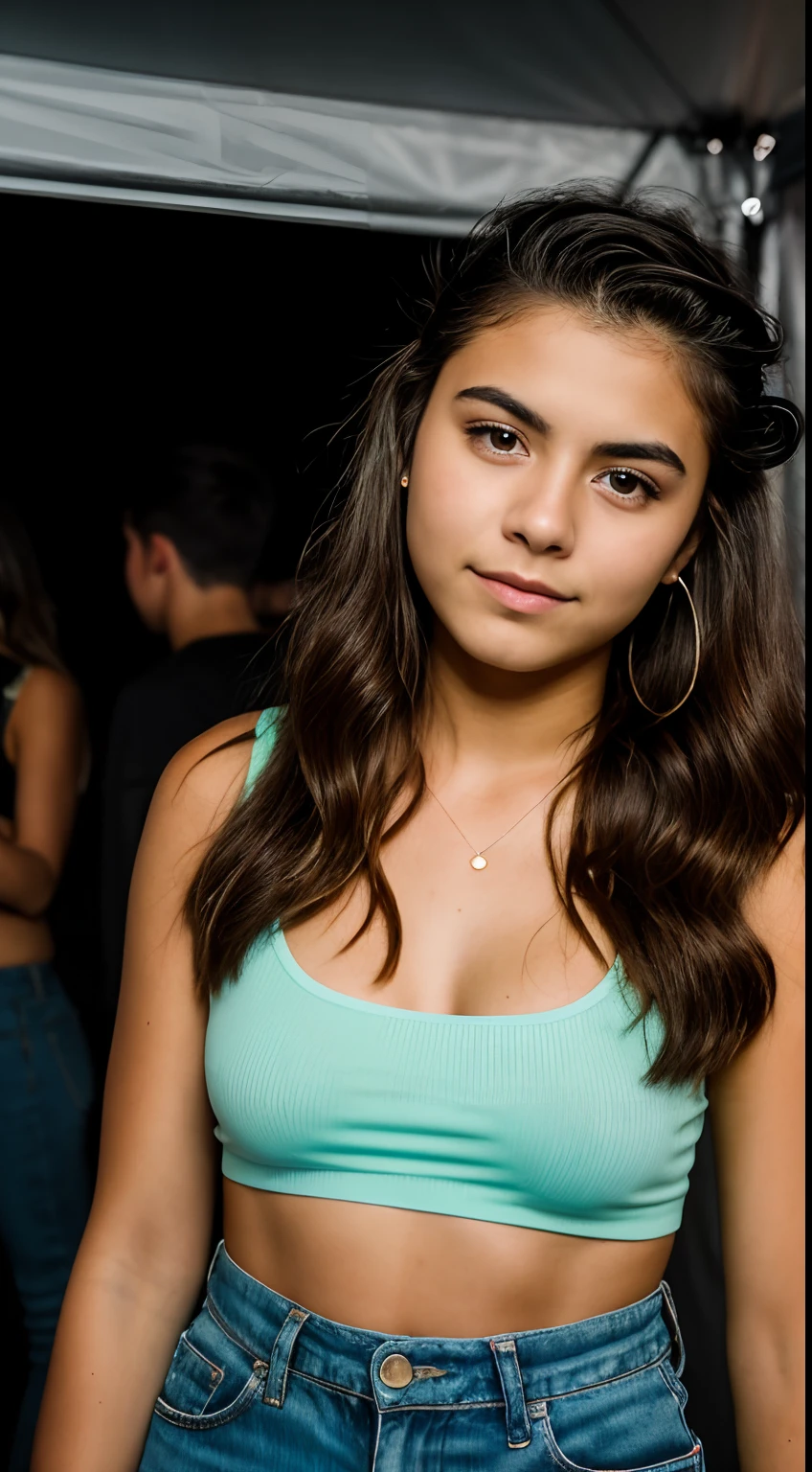 Candid photo of a 20-year-old ager partying backstage, Cara detallada, HDR, foto realista, foto ocasional, Aspecto casual, fotorrealista, Beautiful, 8k UHD, alta calidad, Film grain, Fujifilm XT3