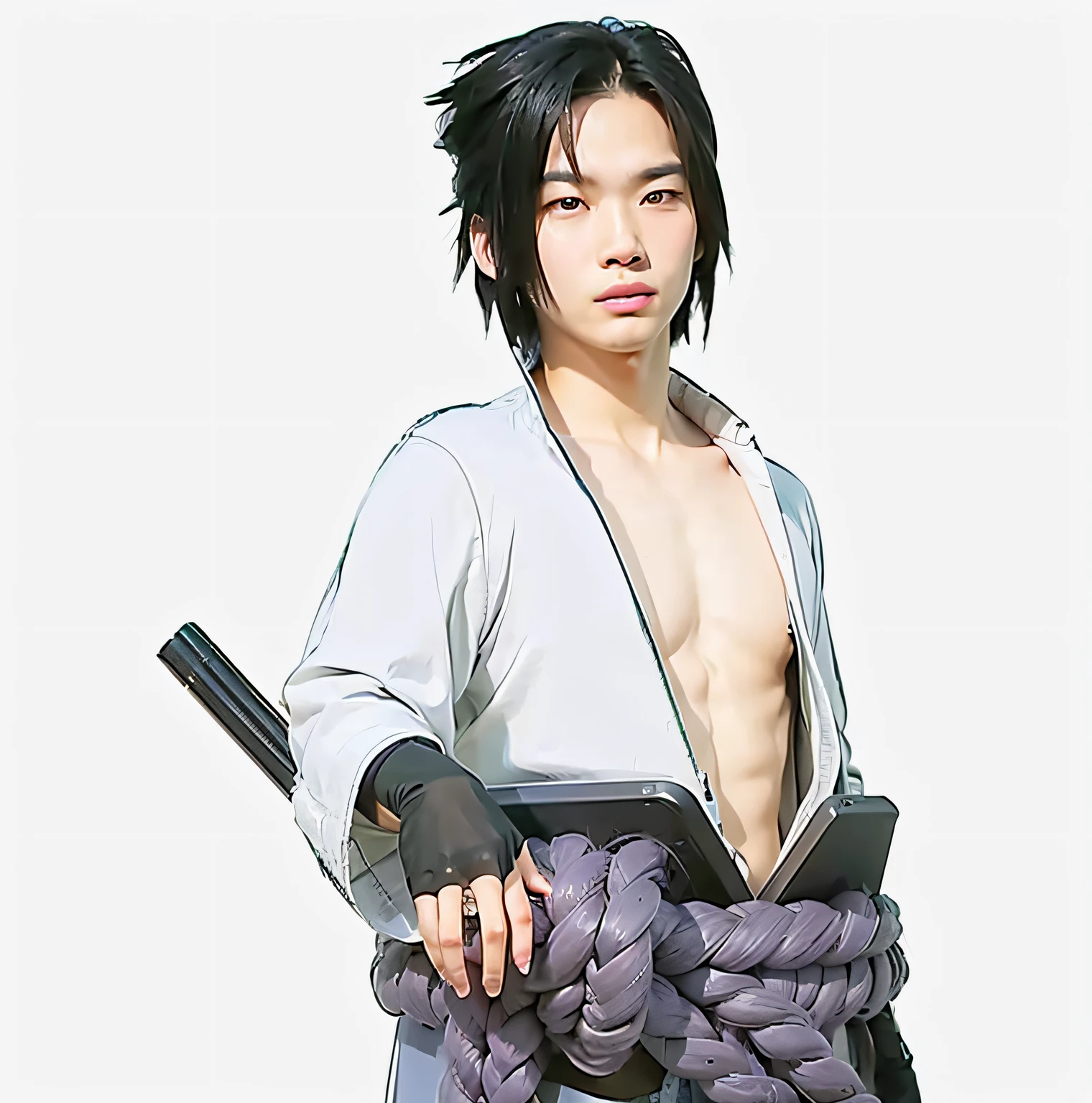 a handsome asian man with black hair, ultra realistic, high quality, detailed face