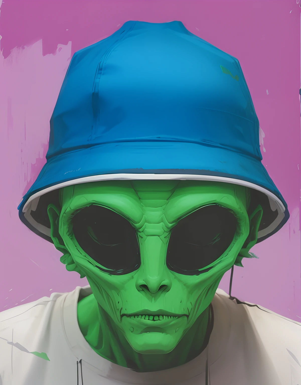alien, Green alien, bucket hat, streetwear