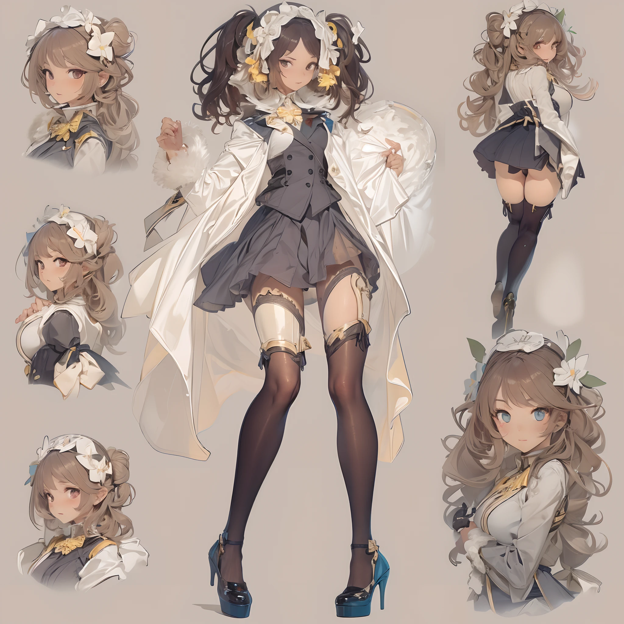 ((Masterpiece, Highest quality)), Detailed face, CharacterDesignSheet, full bodyesbian, Full of details, Multiple poses and expressions, Highly detailed, Depth, Many parts,Beautiful girls,Business suit,Milk bath,lacepantyhose,estilo fantasia,Extremely beautiful,High Balance, Natural light