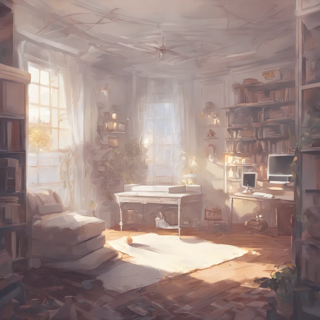 Quarto branco puro，Ambiente meticuloso，uma pessoa no escritorio refletindo