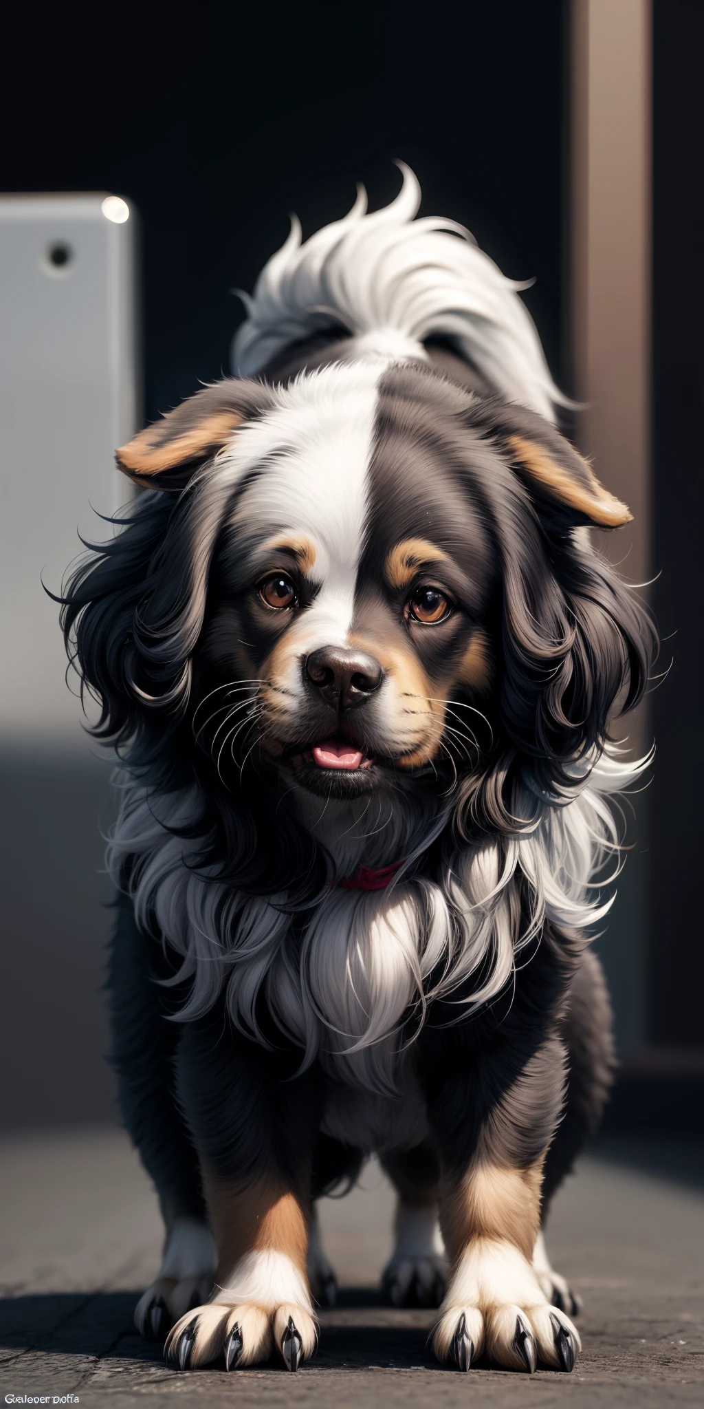 Cachorro fofo para colorir, preto e branco