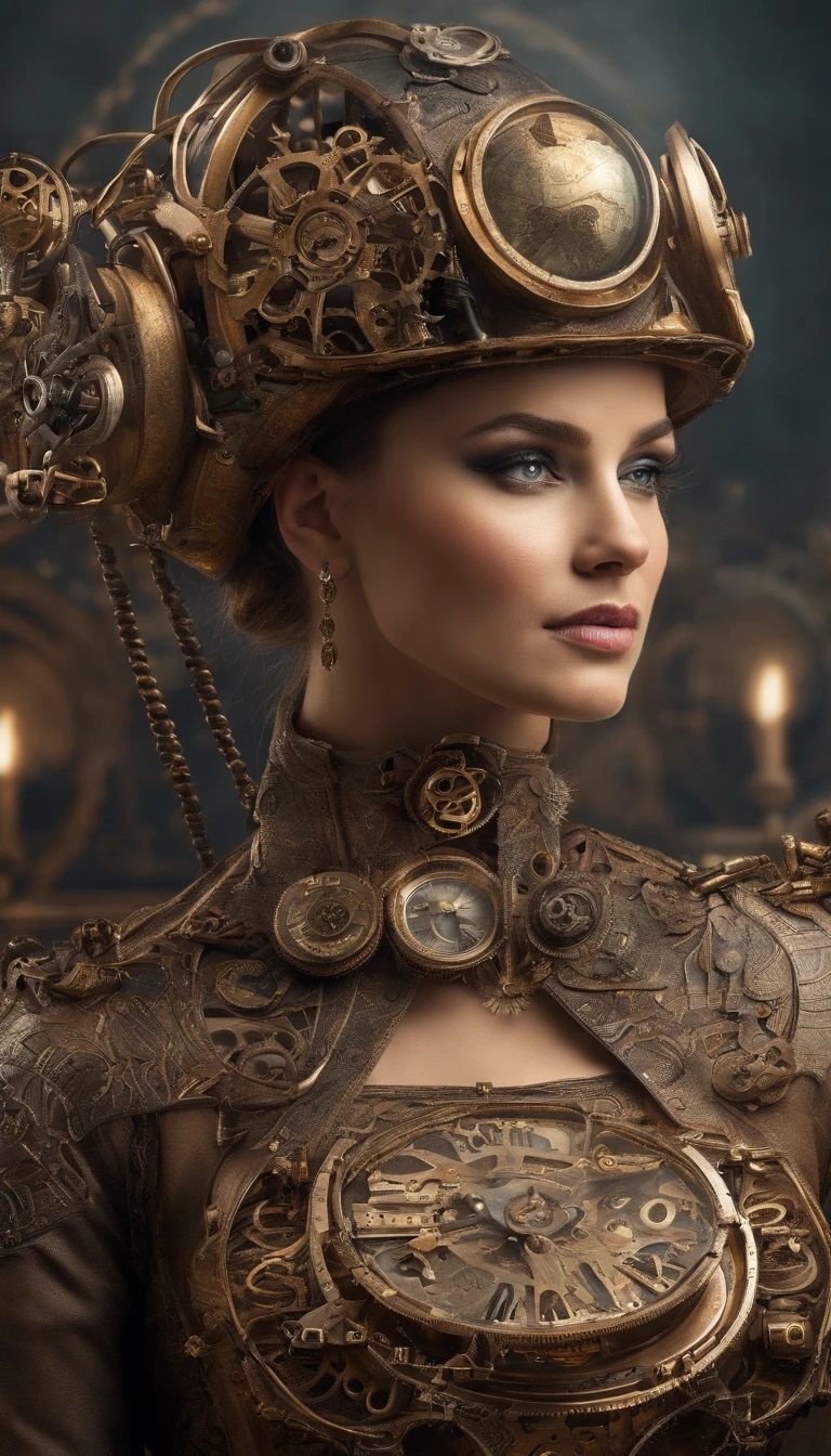 A woman wearing a Gundam mech , long leges,Large bust,Science fiction, Front view, sense of science and technology, C4D, OC renderer, illusory engine, High detail, industrial design, 8K HD, Studio light, Retro,Refined face,Delicate eyes,Bust,largeeyes,big breasts exposed cleavage