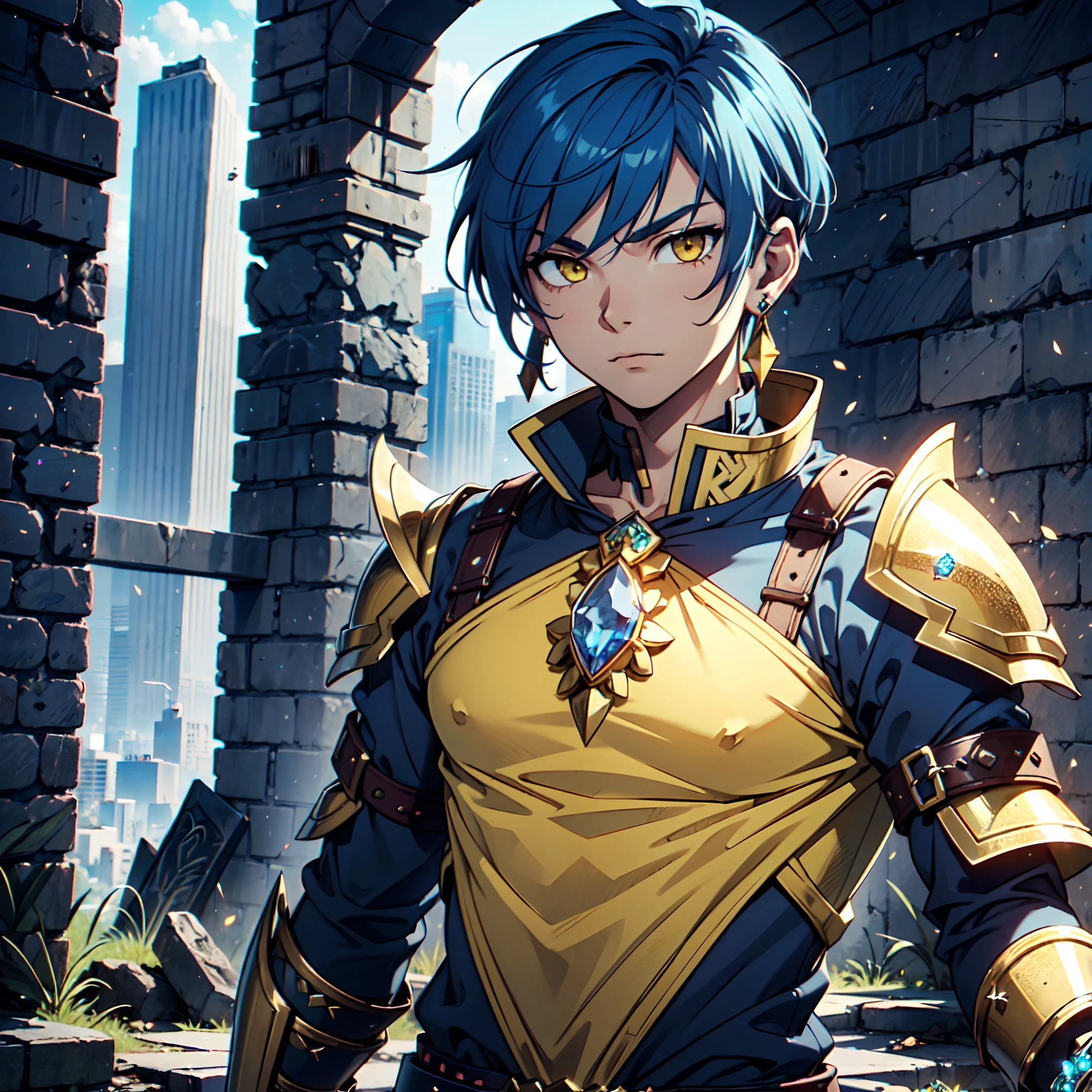 128K Ultra High Definition,
128K Ultra High Quality,
128K Ultra High Resolution,
128K Definition,
128K Quality,
128K Resolution,
Best Definition,
Best Quality,
Best Resolution,
Hyper Detailed,
Hyper Definition,
Hyper Quality,
Hyper Resolution,
Perfectly Detailed,
Perfectly Designed,
Masterpiece,
Body Shot,
Anime,
(((1 ))),
(((Handsome))),
(((Short Blue Hair))),
(((Yellow Eyes))),
(((Wearing Gem Jeweled Earrings))),
(((Wearing Warrior Armor))),
Ancient Ruins Scenery Background,