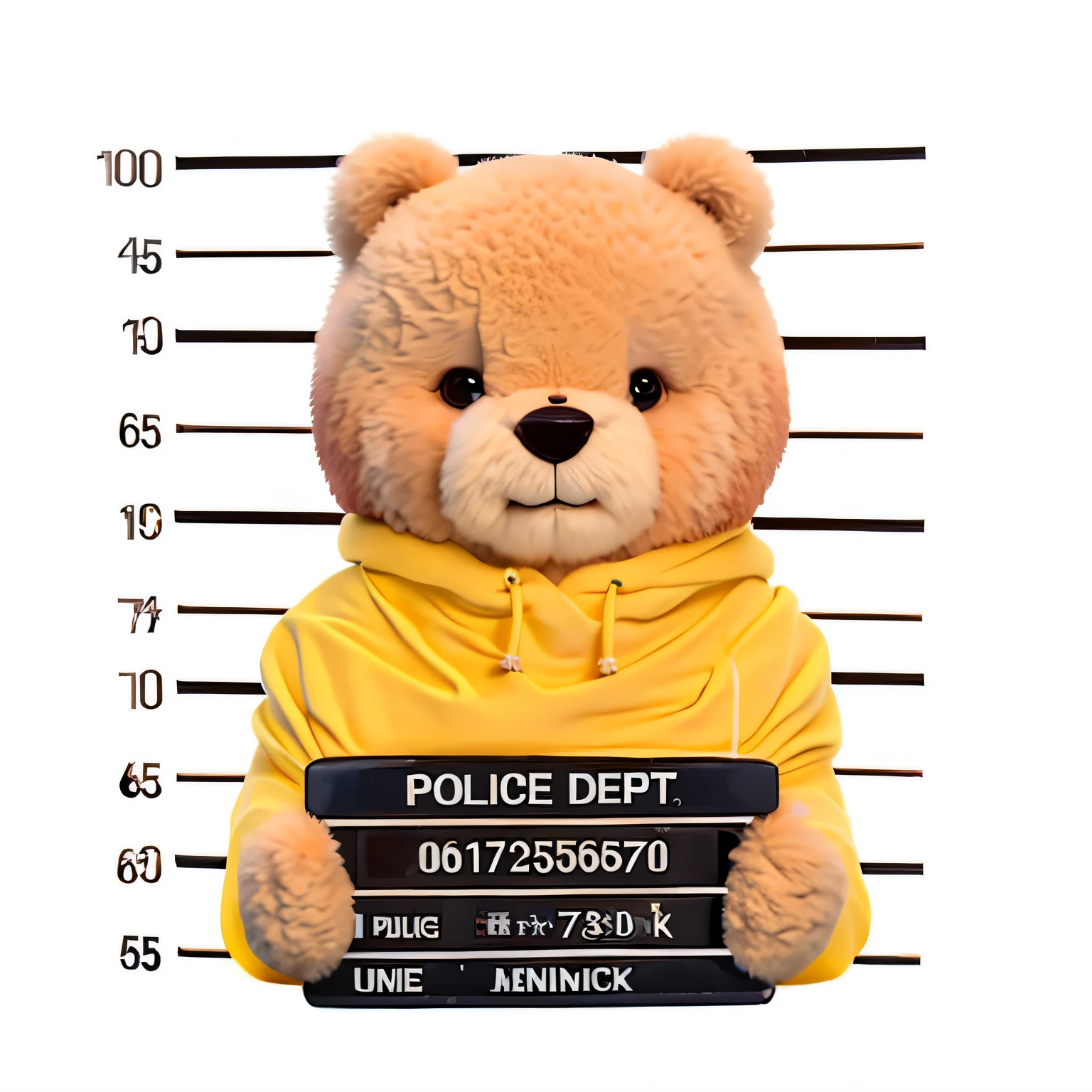 Arafed teddy bear with yellow hood holding Police Department sign, teddy fresh, caneca!!!!!, caneca!!!, caneca criminosa, Preso, teddy bear, caneca, Foto, the teddy bear is holding a gun, na cadeia, Crimes, Pudenda, Meio urso, Directed by: Paul Balkay, design de adesivo do telegrama, police, 3D, 3 d, Canecas utra realista 4k, detalhes realistas