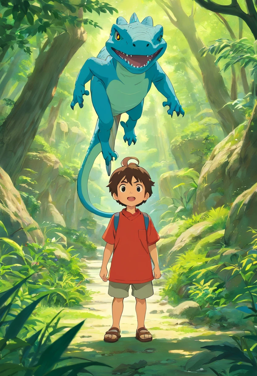 de 2 anos, vestindo uma fantasia de dinossauro, alegre,