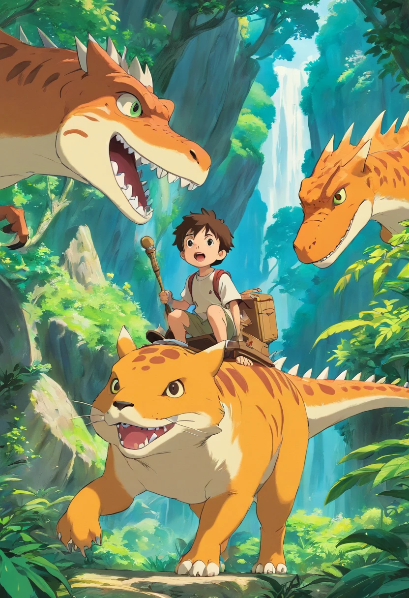 de 2 anos, vestindo uma fantasia de dinossauro, alegre,