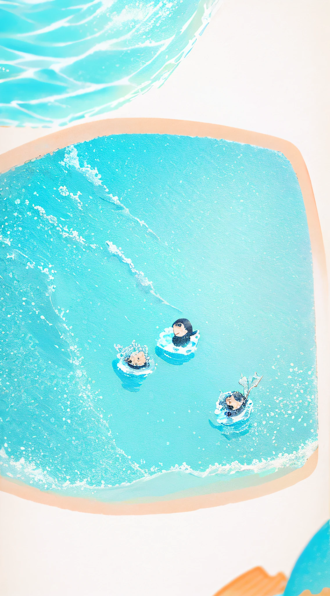 Create an enchanting ocean scene where Pedro is surrounded by his sea friends. They are swimming and playing, showing the joy of friendship between different sea creatures. Make sure to highlight character details and their happy expressions.
