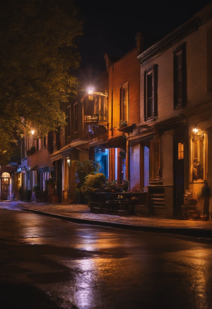 Small town at night
