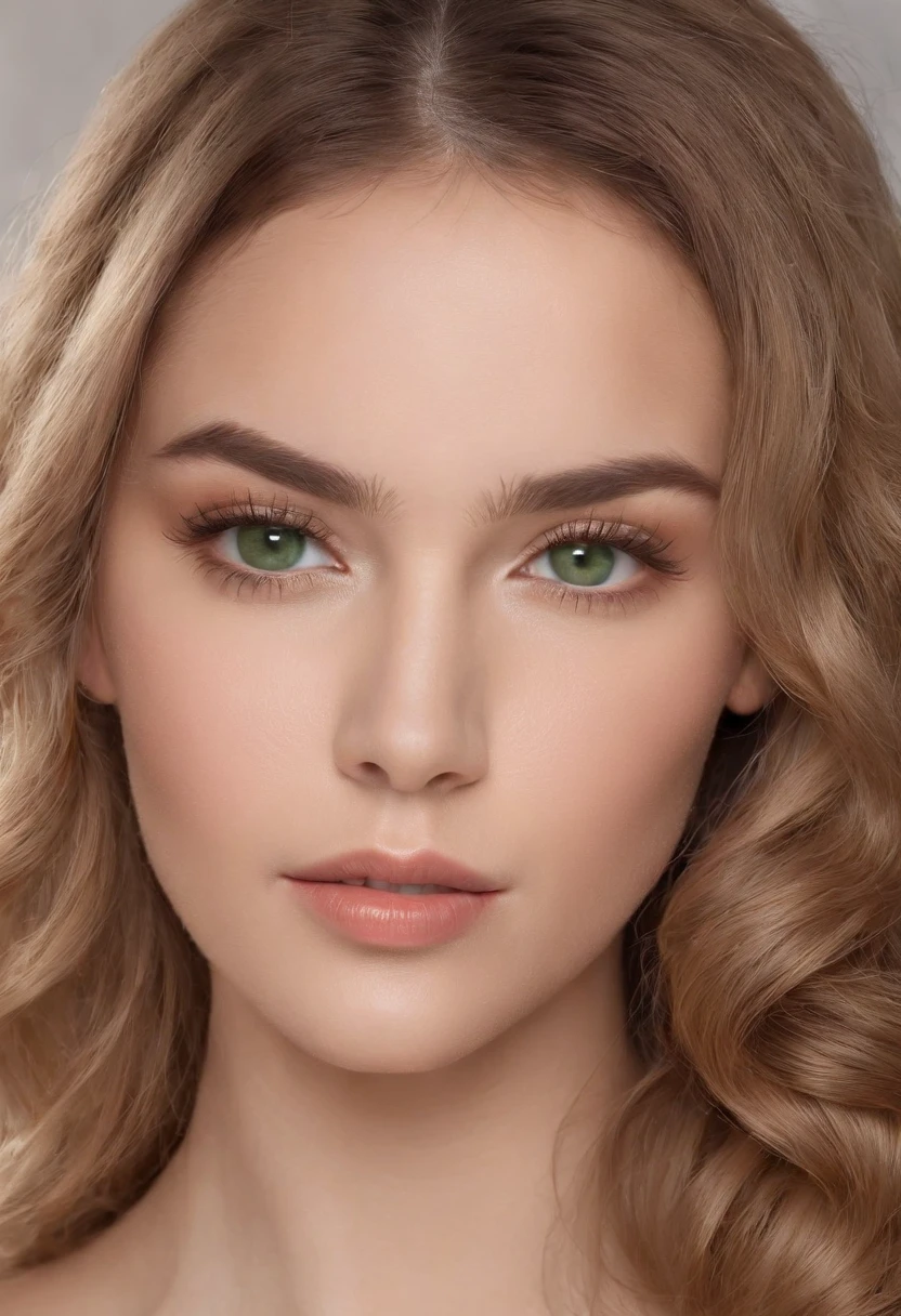 Describe a girl with a delicate face and afro-woman features. His green eyes are the highlight, being well detailed and expressive. The irises have vibrant shades of light brown, with a golden ring around the pupil. The eyelashes are long and curved, further enhancing the charming look. Her eyebrows are precisely defined, with well-groomed and arched hair, highlighting the facial expression. The makeup is soft, enhancing the girl's natural beauty. Her skin is flawless, with a smooth and luminous texture. The lips are delicate and proportional, with a soft and natural color. The image should be captured in high definition, providing a faithful representation of the girl in realistic photographic style." "type": "photograph", "art_styles": "realistic", "art_inspirations": "portrait photography, fashion photography", "camera": "Canon EOS R5", "shot": "close-up", "render_related_information": "The image must be captured with extreme precision and detail. Use soft, diffuse lighting to highlight the subtle details of the girl's face. Capture the texture of the hair, highlighting the reflections in the dark and curly strands. Pay attention to the smallest details, such as the curvature of the eyelashes, the sparkle in the eyes and the softness of the lips. The focus should be on the eyes, conveying all the expressiveness and depth of the girl's gaze. The image should convey a sense of realism and authenticity, accurately portraying its unique and charming features,afro-woman