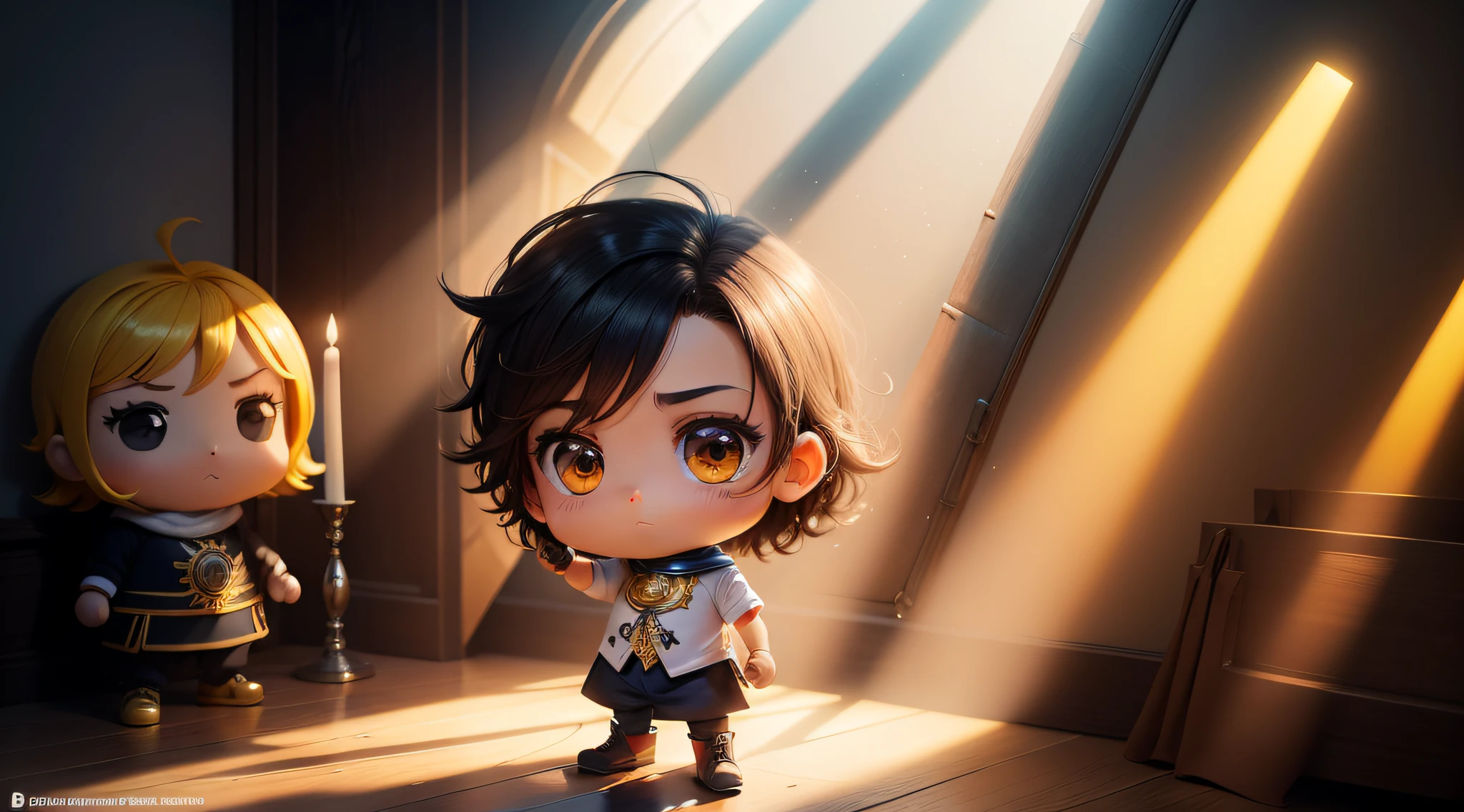 obra-prima, Deus criou a luz, studio illumination, estilo cartoon, chibi, olhar, raio de sol brilhante, altamente detalhado Primeiro,