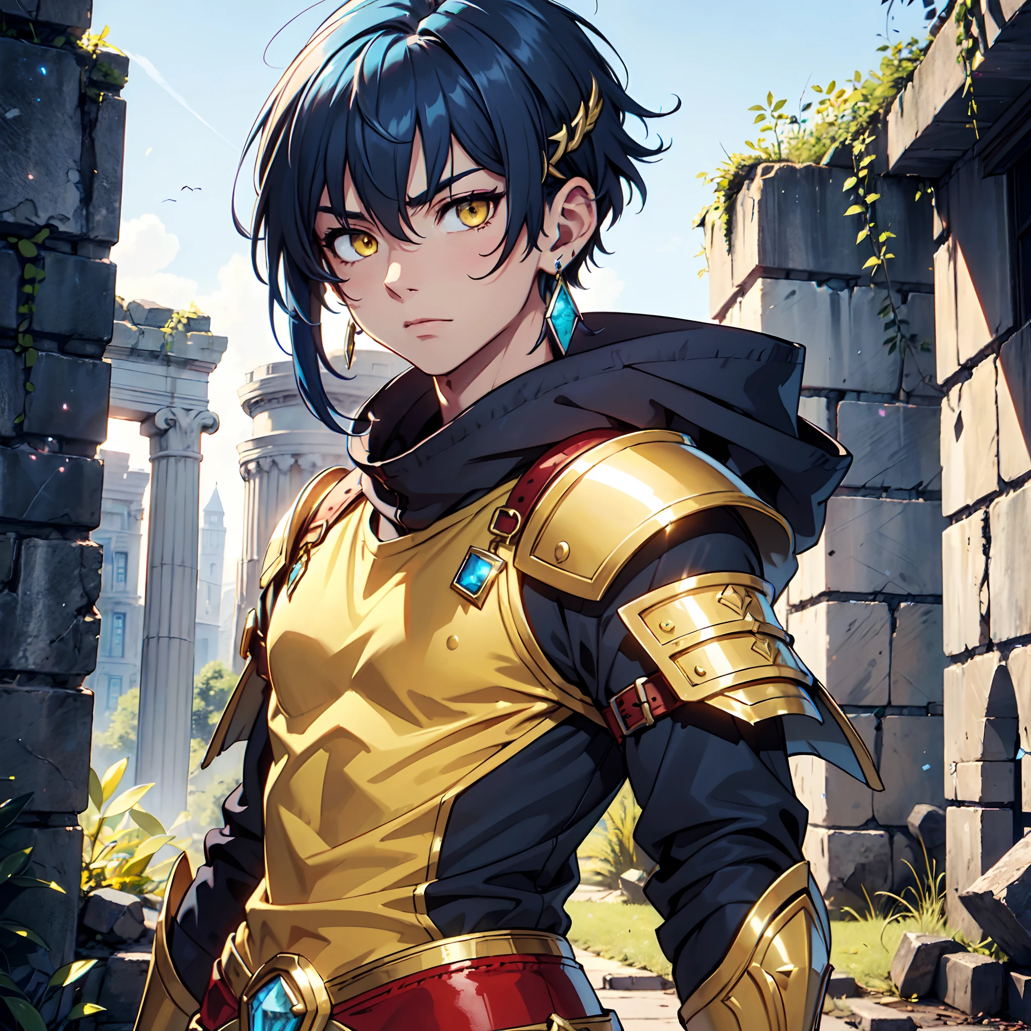 128K Ultra High Definition,
128K Ultra High Quality,
128K Ultra High Resolution,
128K Definition,
128K Quality,
128K Resolution,
Best Definition,
Best Quality,
Best Resolution,
Hyper Detailed,
Hyper Definition,
Hyper Quality,
Hyper Resolution,
Perfectly Detailed,
Perfectly Designed,
Masterpiece,
Body Shot,
Anime,
(((1 ))),
(((Handsome))),
(((Short Blue Hair))),
(((Yellow Eyes))),
(((Wearing Gem Jeweled Earrings))),
(((Wearing Warrior Armor))),
Ancient Ruins Scenery Background,