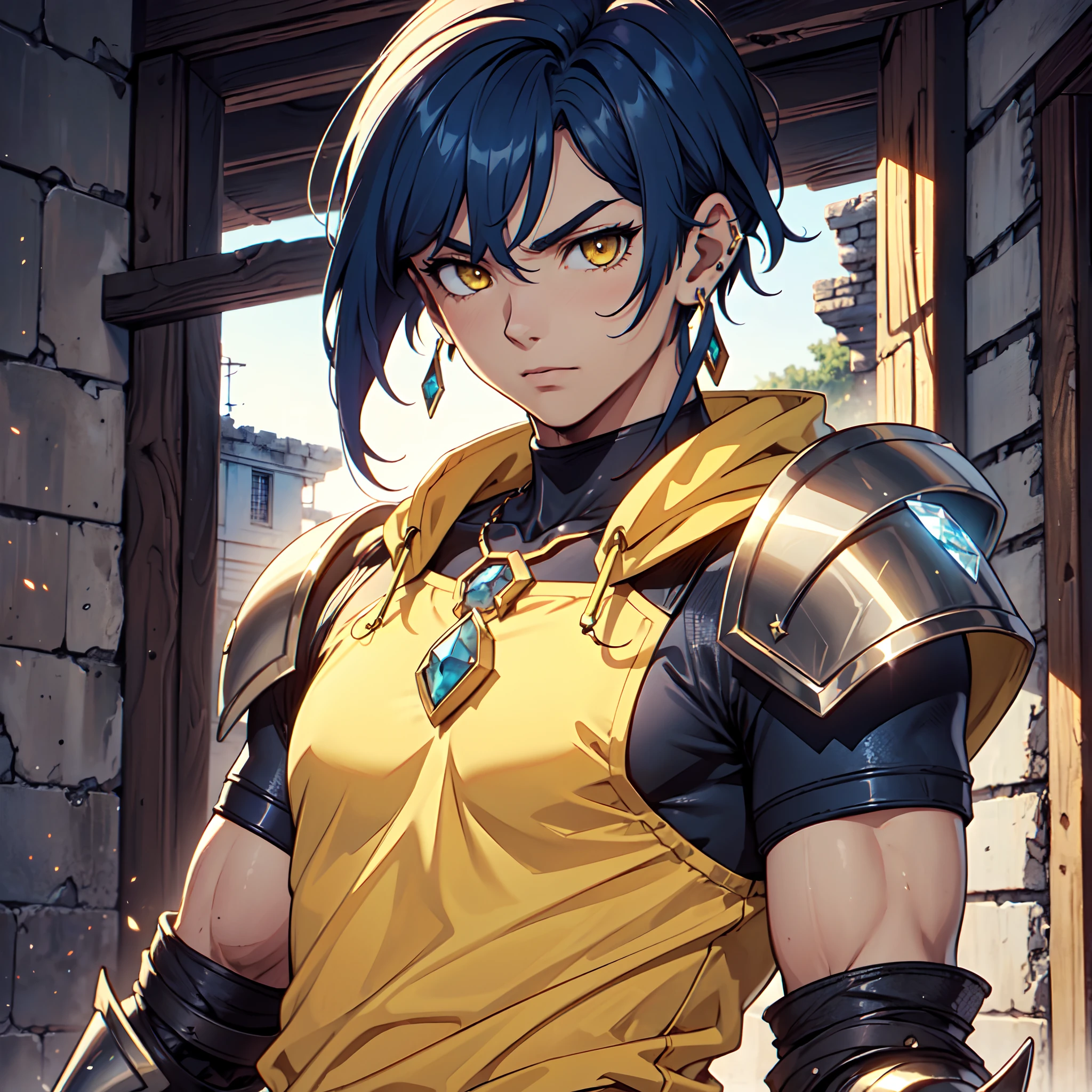 128K Ultra High Definition,
128K Ultra High Quality,
128K Ultra High Resolution,
128K Definition,
128K Quality,
128K Resolution,
Best Definition,
Best Quality,
Best Resolution,
Hyper Detailed,
Hyper Definition,
Hyper Quality,
Hyper Resolution,
Perfectly Detailed,
Perfectly Designed,
Masterpiece,
Body Shot,
Anime,
(((1 Boy))),
(((Handsome))),
(((Short Blue Hair))),
(((Yellow Eyes))),
(((Wearing Gem Jeweled Earrings))),
(((Wearing Warrior Armor))),
Ancient Ruins Scenery Background,