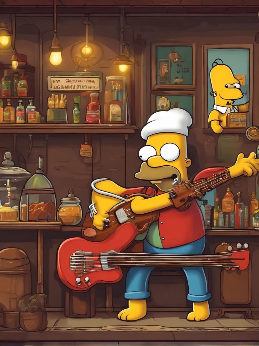 Adventure Time，cafe shop，The Simpsons，Homer Simpson plays bass，homer simpson