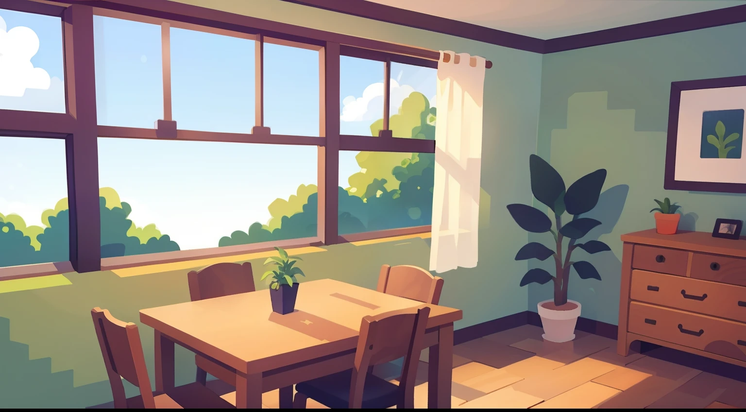 Model Room、dining、No person、window、houseplant