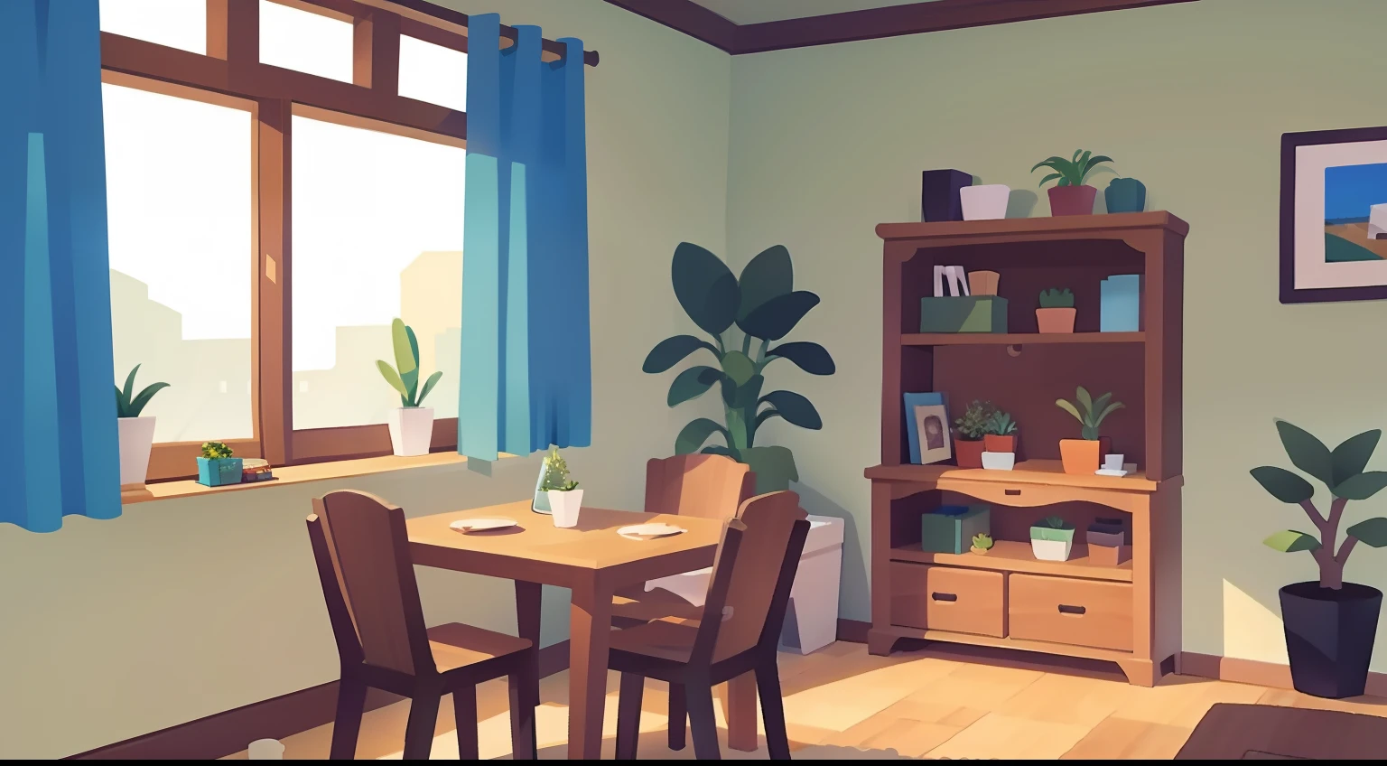 Model Room、dining、No person、window、houseplant