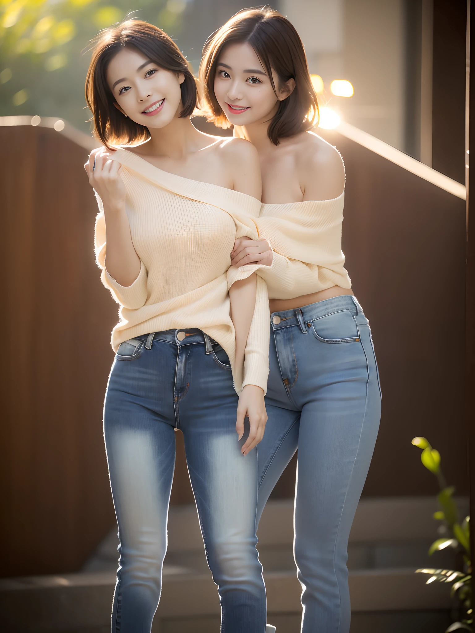 1 male, 1 female, (princess hug, male model hugging female model's buttocks, princess hug, kissing cheek, intimate relationship: 1.2), Araf woman in pink top and jeans dancing with handsome male model, Korean female fashion model, photo of slim girl model, wearing tight simple clothes, thin waist and thick buttocks: 1.1, gorgeous young Korean woman in sexy cropped top in crop top, Korean girl, casual clothing style, 2 4 year old female model, beautiful Korean woman, HD, 16k, realistic, small round face: 1.0, realistic perfect face and skin, detailed beautiful glasses, double eyelids, long eyelashes, swollen eyes, realistic face and eyes, facial light, super detailed facial details, lip gloss, blush: 1.0, brand open crop top (pink, open V-neck, sheer mesh, super realistic detailed clothes: 0.8, huge boobs: 1.5, perfect breasts and nipple bulge: 1.5), high-end brand skinny jeans ((super realistic detailed jeans:0.6)), perfect big boobs, perfect breasts, perfect waist, perfect buttocks, (enchanting, beautiful, sexy: 1.0), (round calves: 1.2), (white and tender toes: 1.2, wearing high-end designer crystal sandals (stiletto heels: 0.5)), realistic and stylish shawl hair, shoulder length: 1.0, smiling teeth: 1.0, handsome male model: 1.0, private shooting, private shooting, background ((super luxurious yacht, green venue, buffet table, swimming pool, Poolside umbrellas and beach chairs)), dancing with a male model: 1.2, Graceful Dance: 1.5, Autofocus: 1.2, Versatile Poses, Full Shot: 1.5