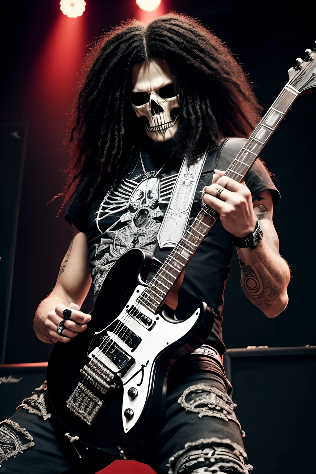 escuro, metal man, heavy metal, dark, night, guitar, alta qualidade, metalhead, mafious --auto --s2
