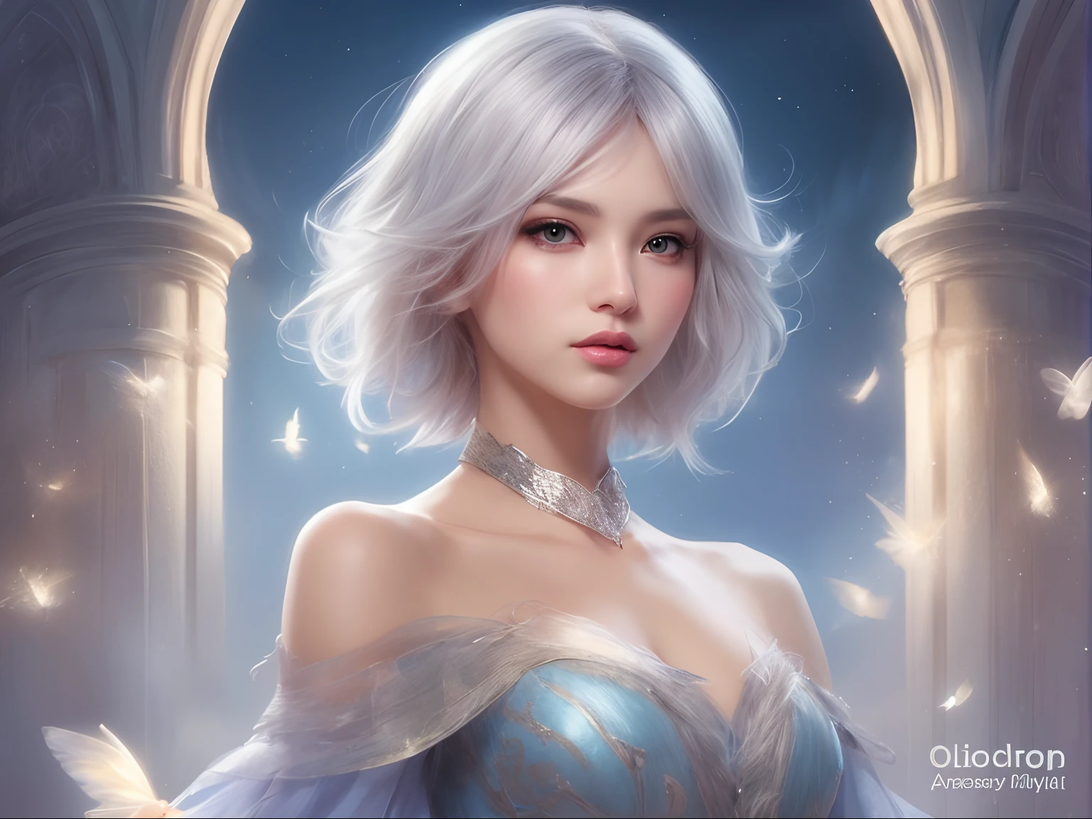 a close up of a woman with white hair and a blue dress, beautiful fantasy art portrait, ig model | artgerm, fantasy art style, artgerm portrait, artgerm on artstation pixiv, fantasy art portrait, ! dream artgerm, extremely detailed artgerm, artgerm. anime illustration, beautiful character painting, style artgerm