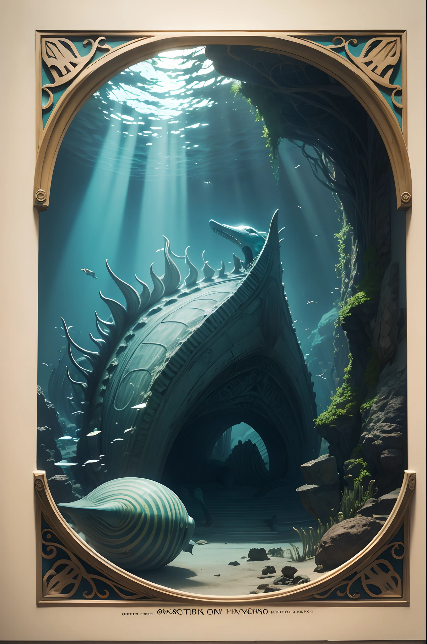 underwater, sea creature, mythology, greek, sea monster, captive, architecture
