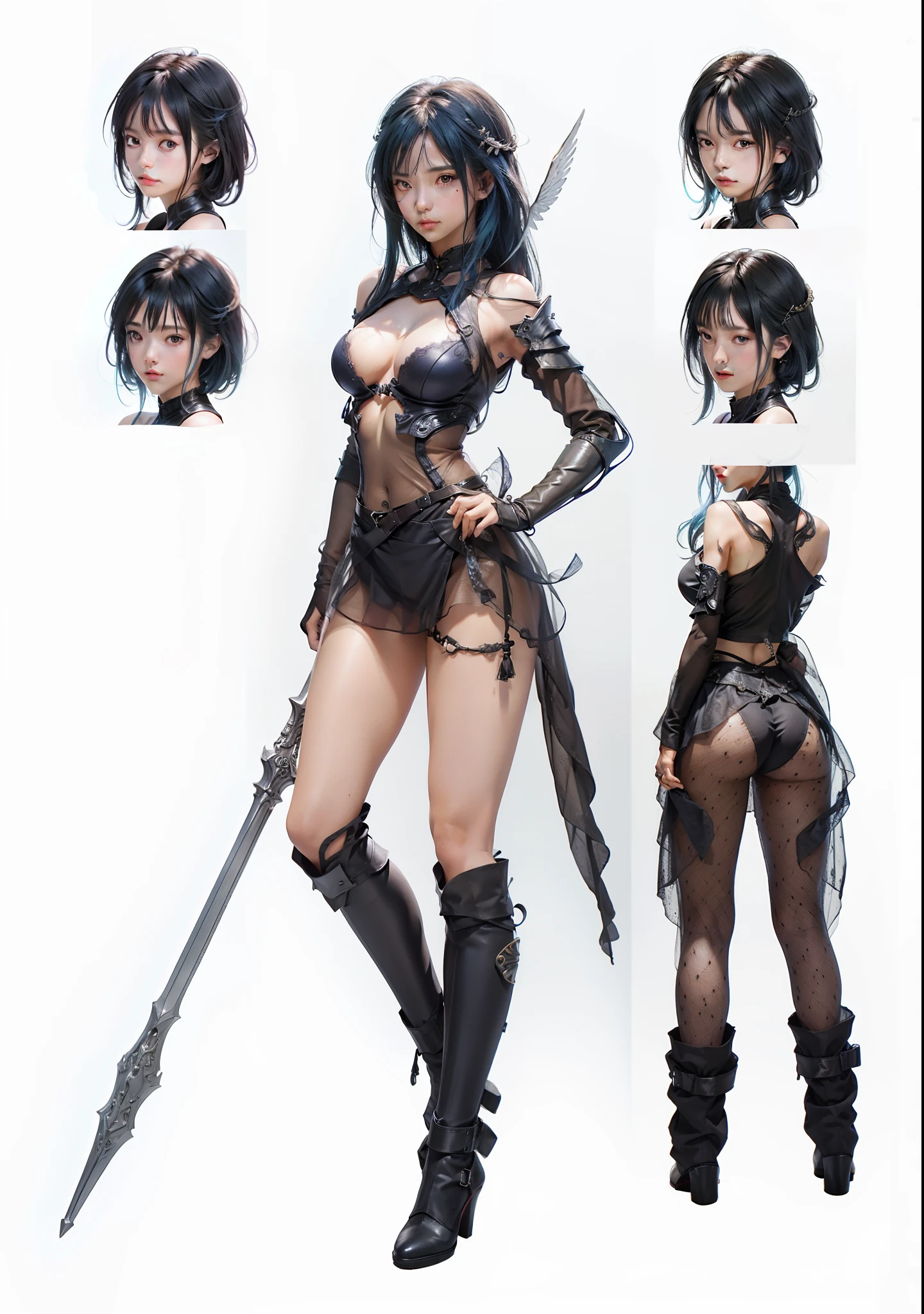 ((Above the shoulder,facial closeups)), Bigboobs, looking at viewert, surrealism, Ghibli-like colors, Ghibli-like colors, anime big breast, Standing painting, angle of view, foreshortening, foreshortening, 8K, Super detail,Women have full breasts and blue hair,hentail realism, shadowing,,character sheets, reference sheet, Standing painting, 8K, Super detail, 1080p, Women's HD,femele, 16k, A high resolution, Best quality, High quality, Anatomically correct, Masterpiece, ccurate, hyper HD,As graceful as a swan,unreal-engine, Ghibli-like colors, anime big breast, Standing painting, angle of view,battle armor,ssee-through,Lace skirt